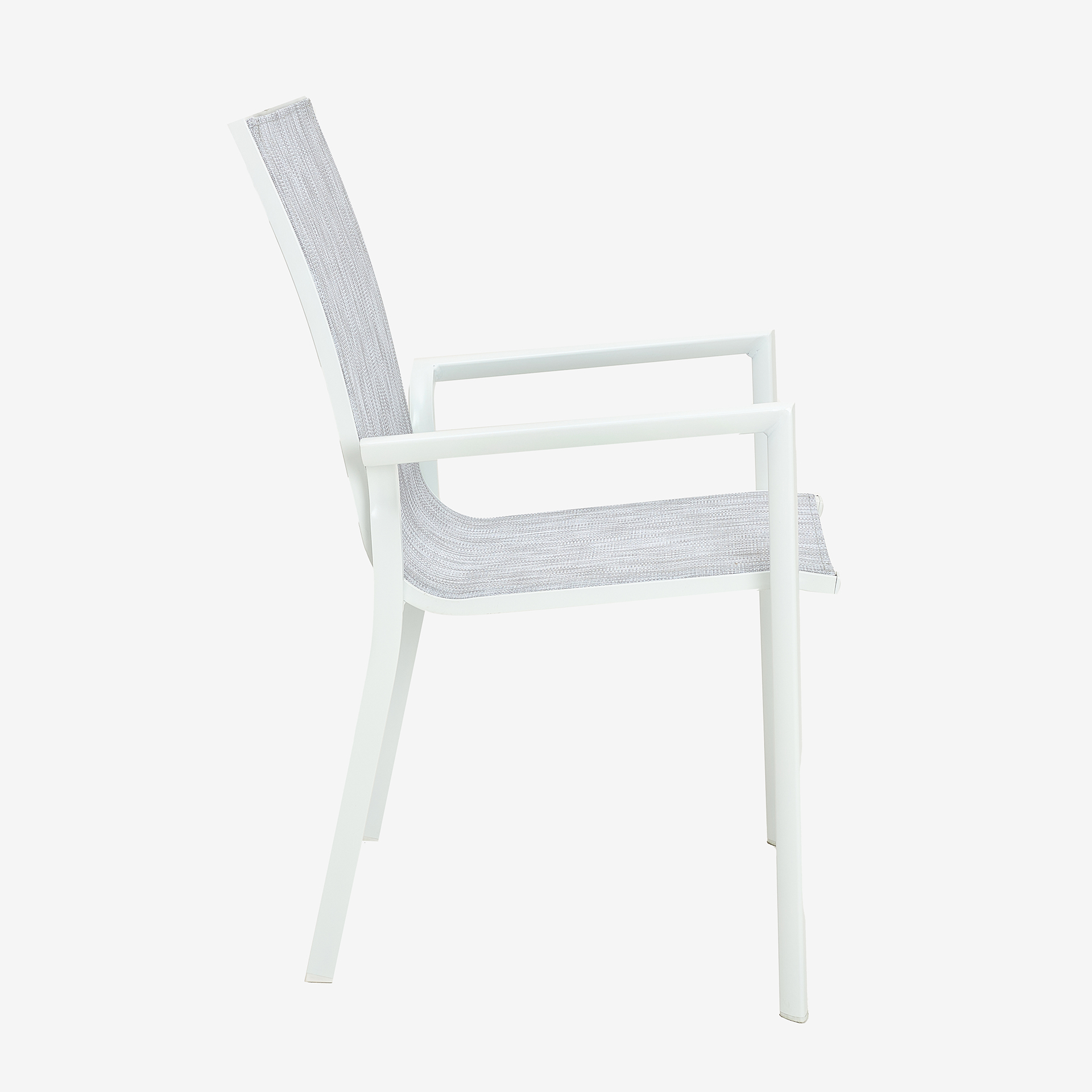 Silla de jardín apilable de aluminio y textilene blanca 58x65x91,5cm