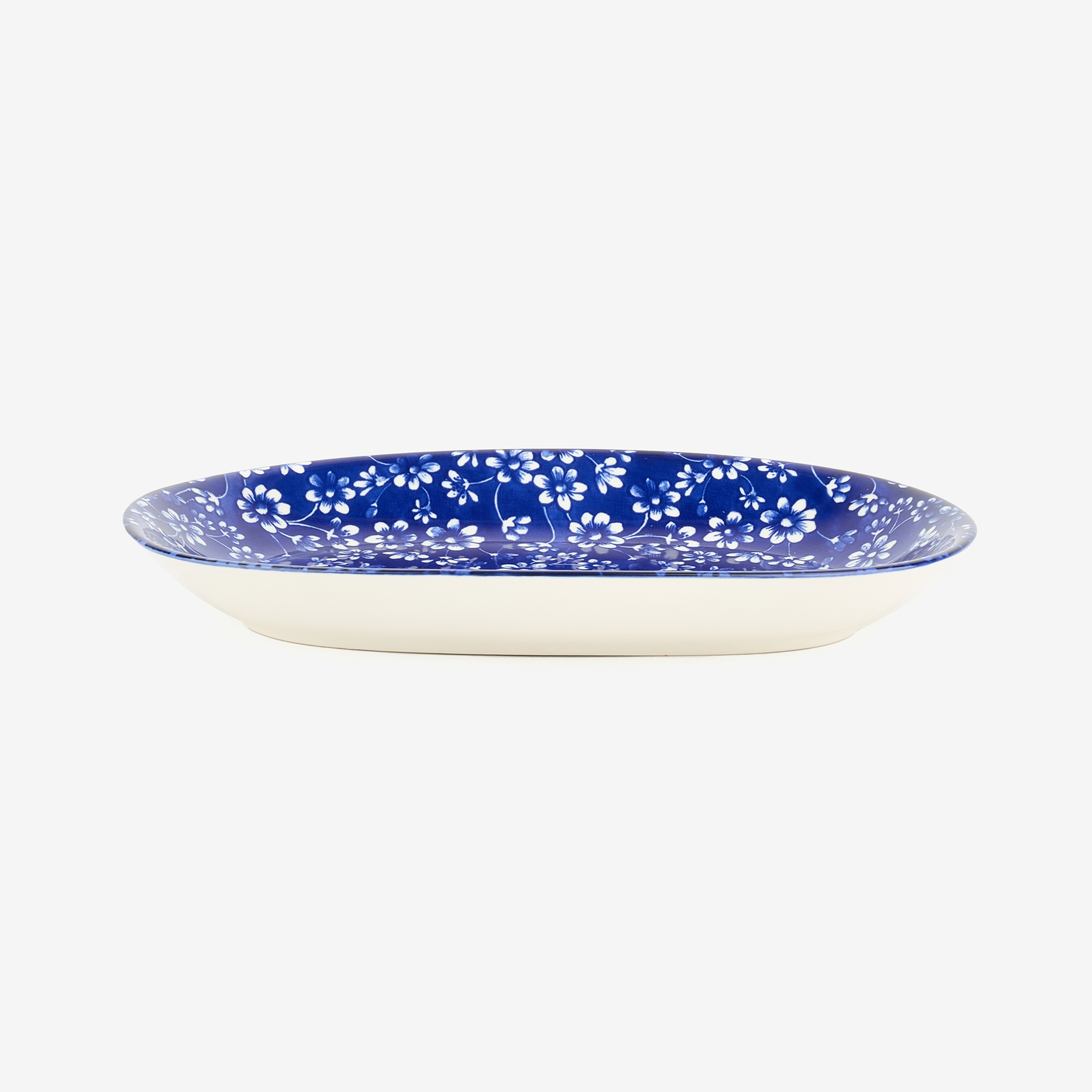 Bandeja ovalada de porcelana azul Nara 28cm