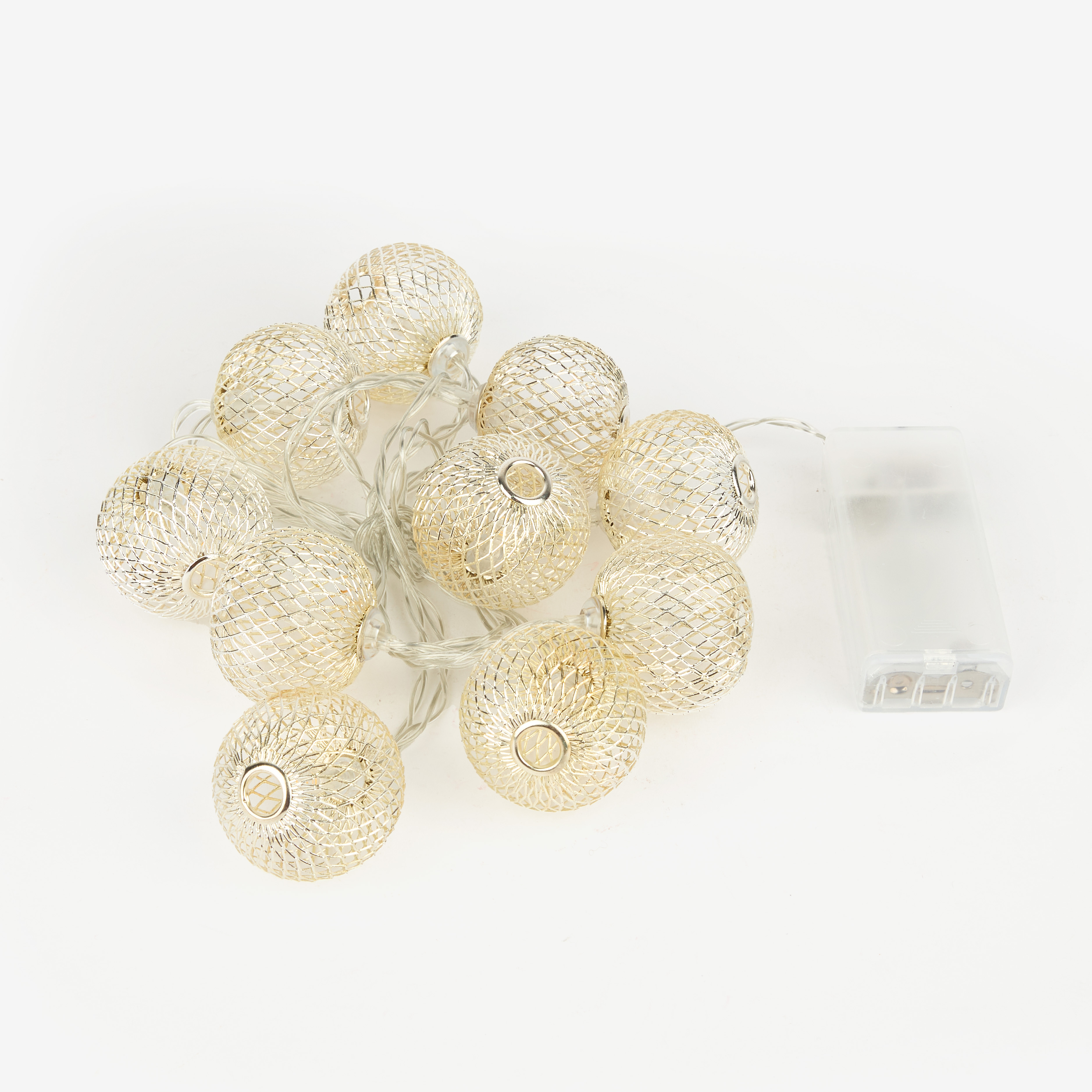 Guirnalda de luces con 10 bolas LED plateadas