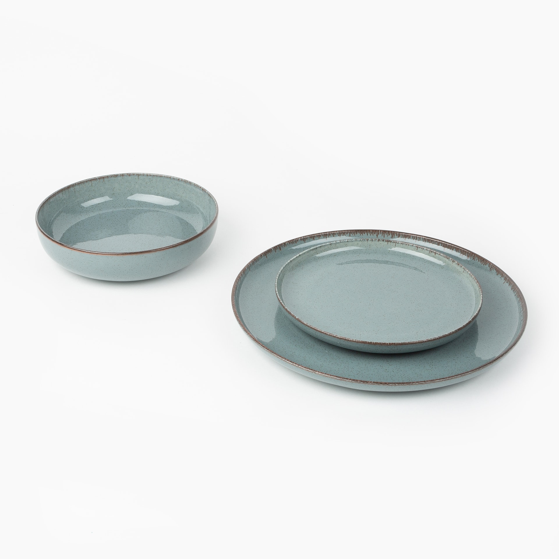 Vajilla de 12 piezas de porcelana azul Olite