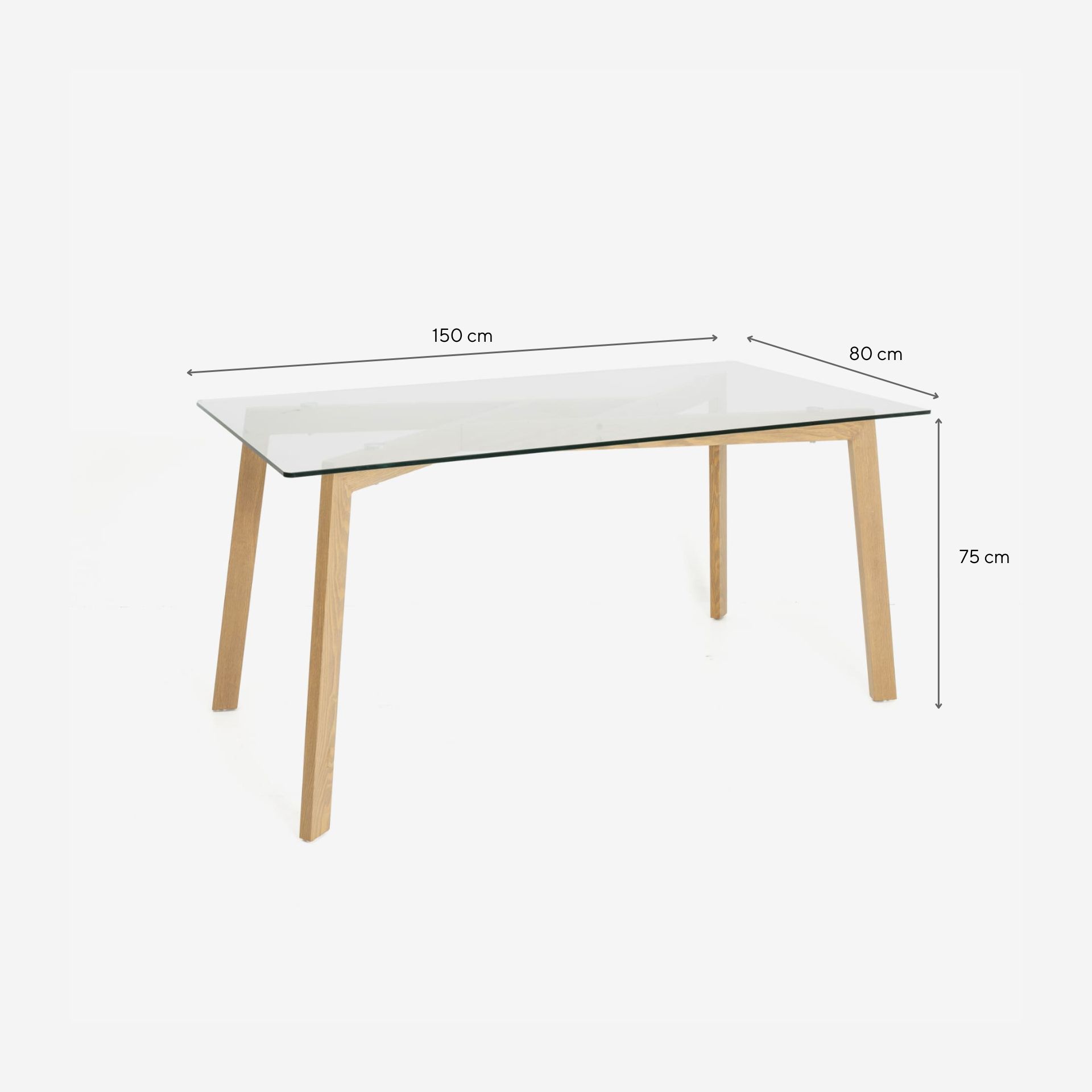 Mesa de comedor de cristal Wood Pattern 150x80x75cm