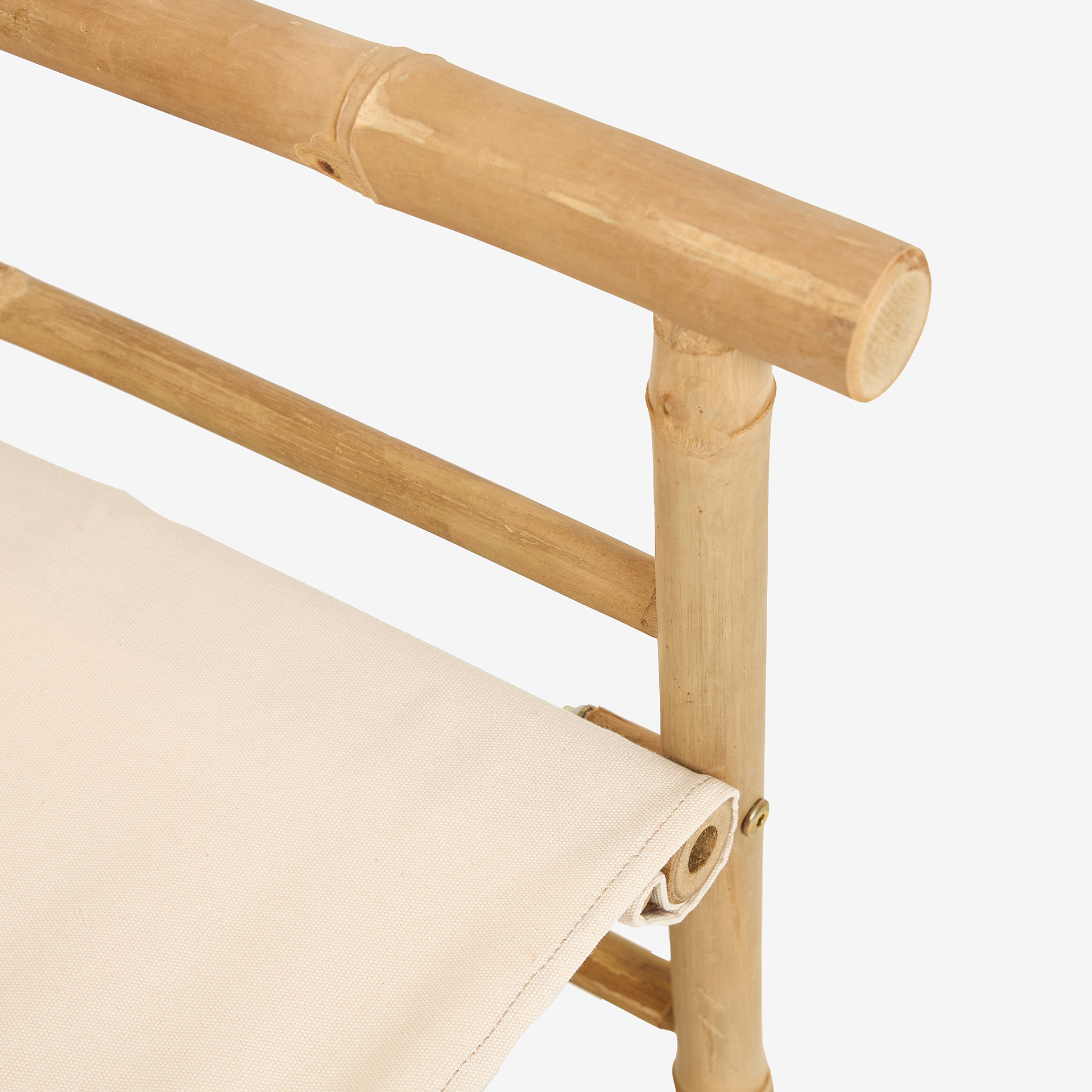 Silla de jardín de director de bambú blanca Chios 58x44x88cm