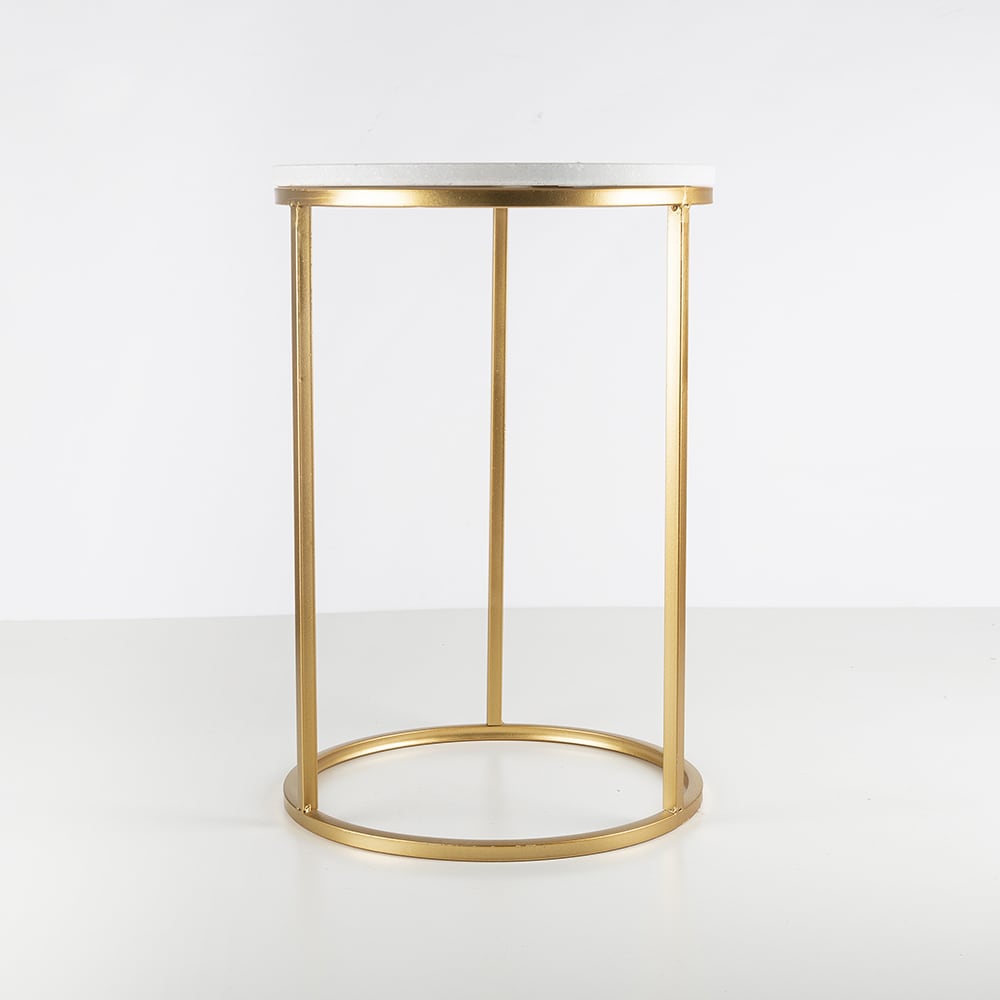 Mesa dorada sobre mármol Ø35x52cm Clau&Chloe