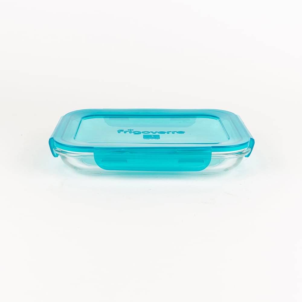 Recipiente con tapa azul de cristal Evolution 23x18cm