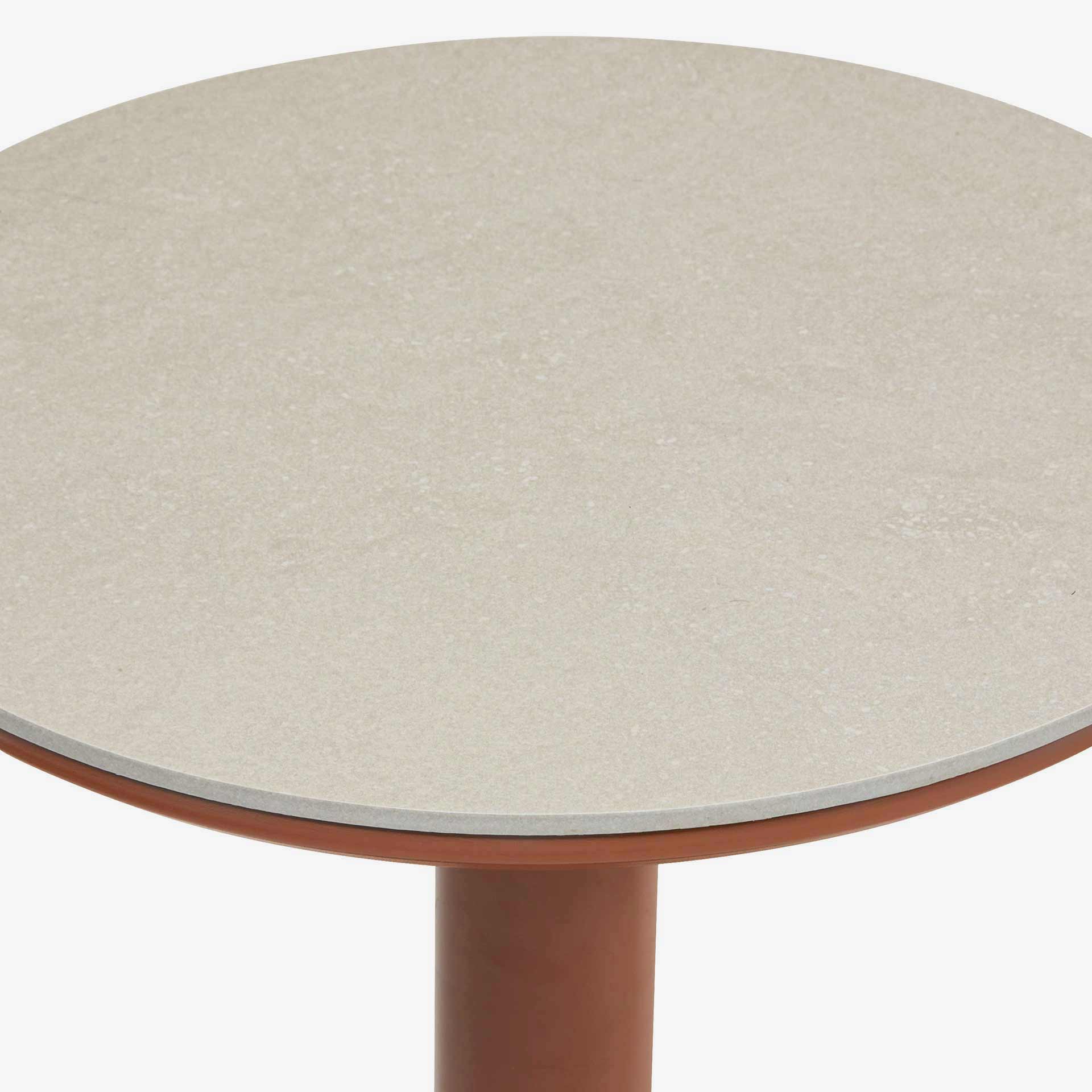 Mesa auxiliar de jard&iacute;n de acero caoba Solena &Oslash;40x50cm