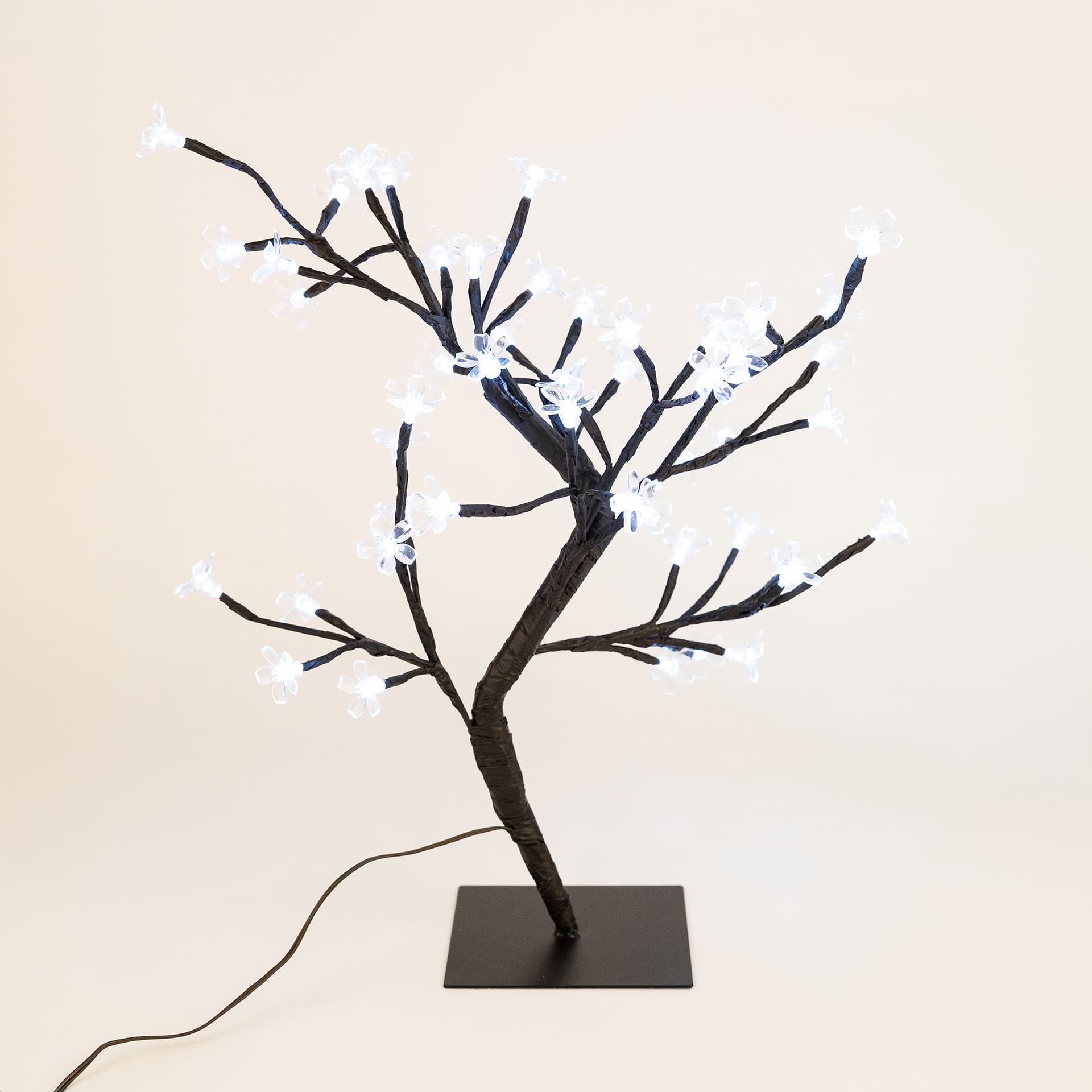 Árbol decorativo flores 48LED luz blanca 45cm