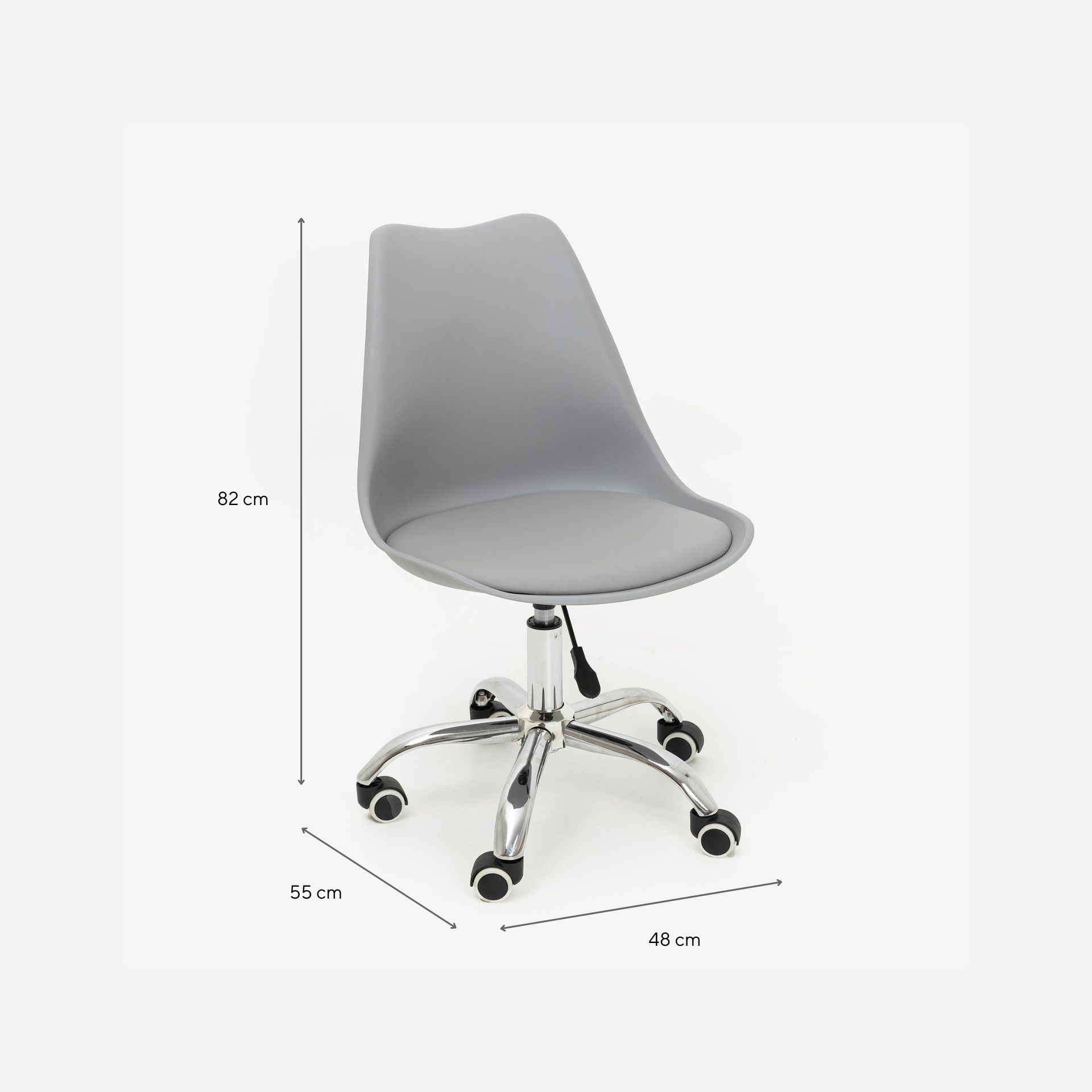 Silla oficina Tulip gris 48x55x45cm