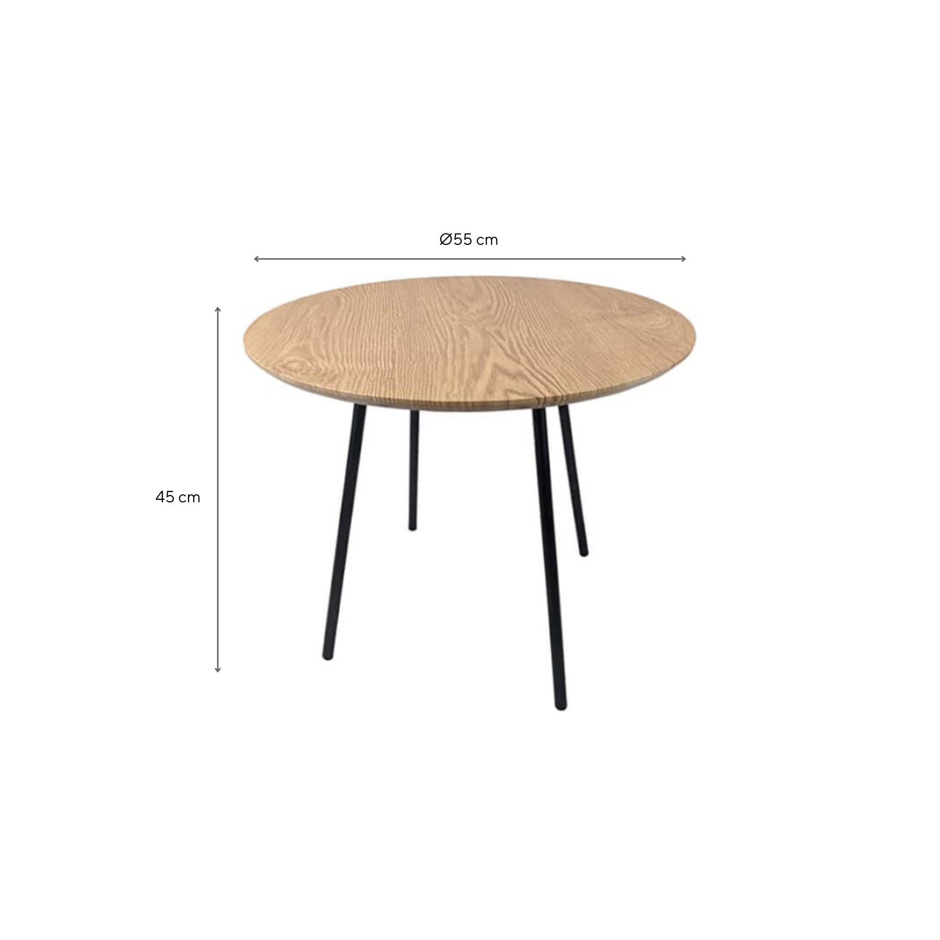 Mesa auxiliar redonda de madera Ø55x45cm