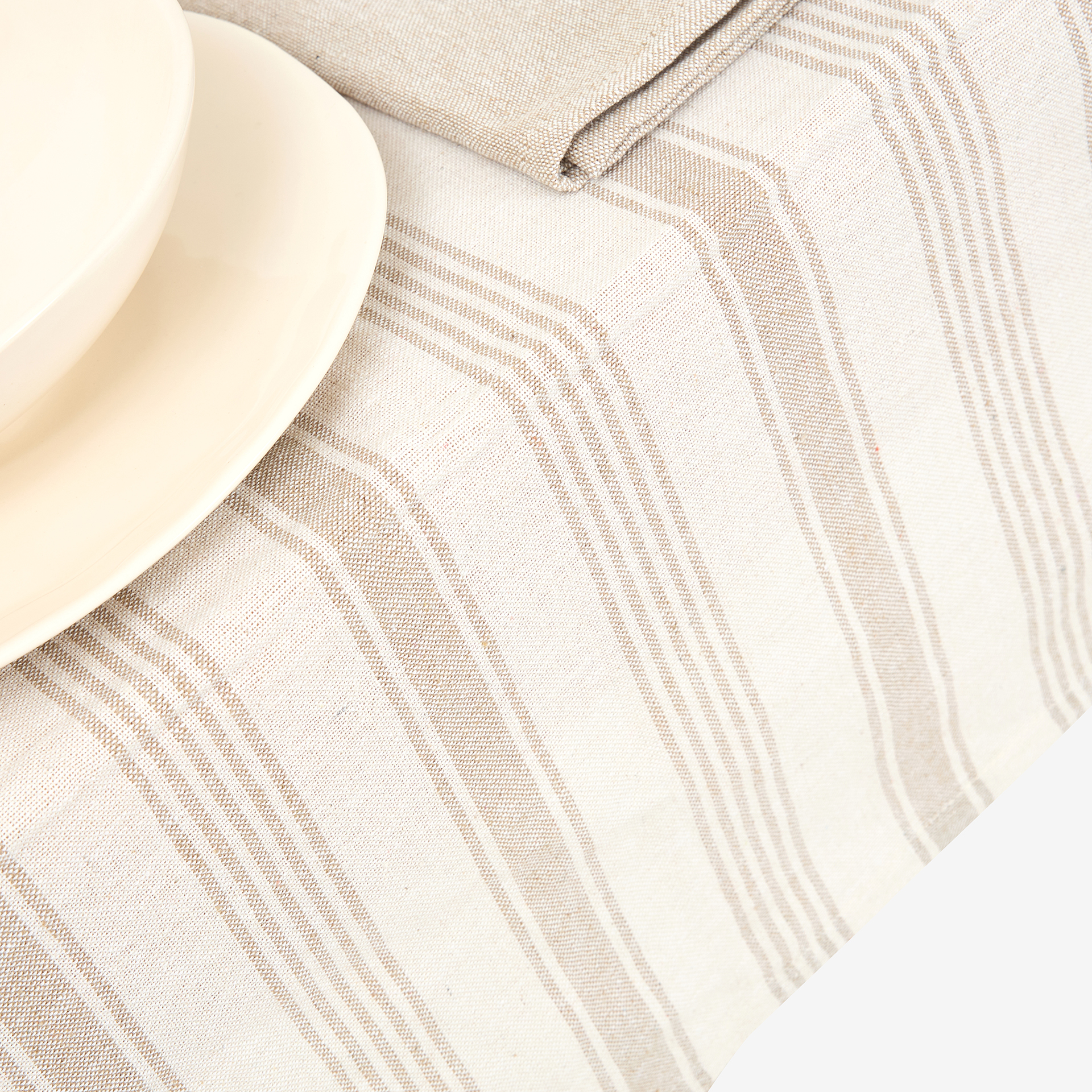 Mantel de algod&oacute;n rayas beige Vieste 150x200cm