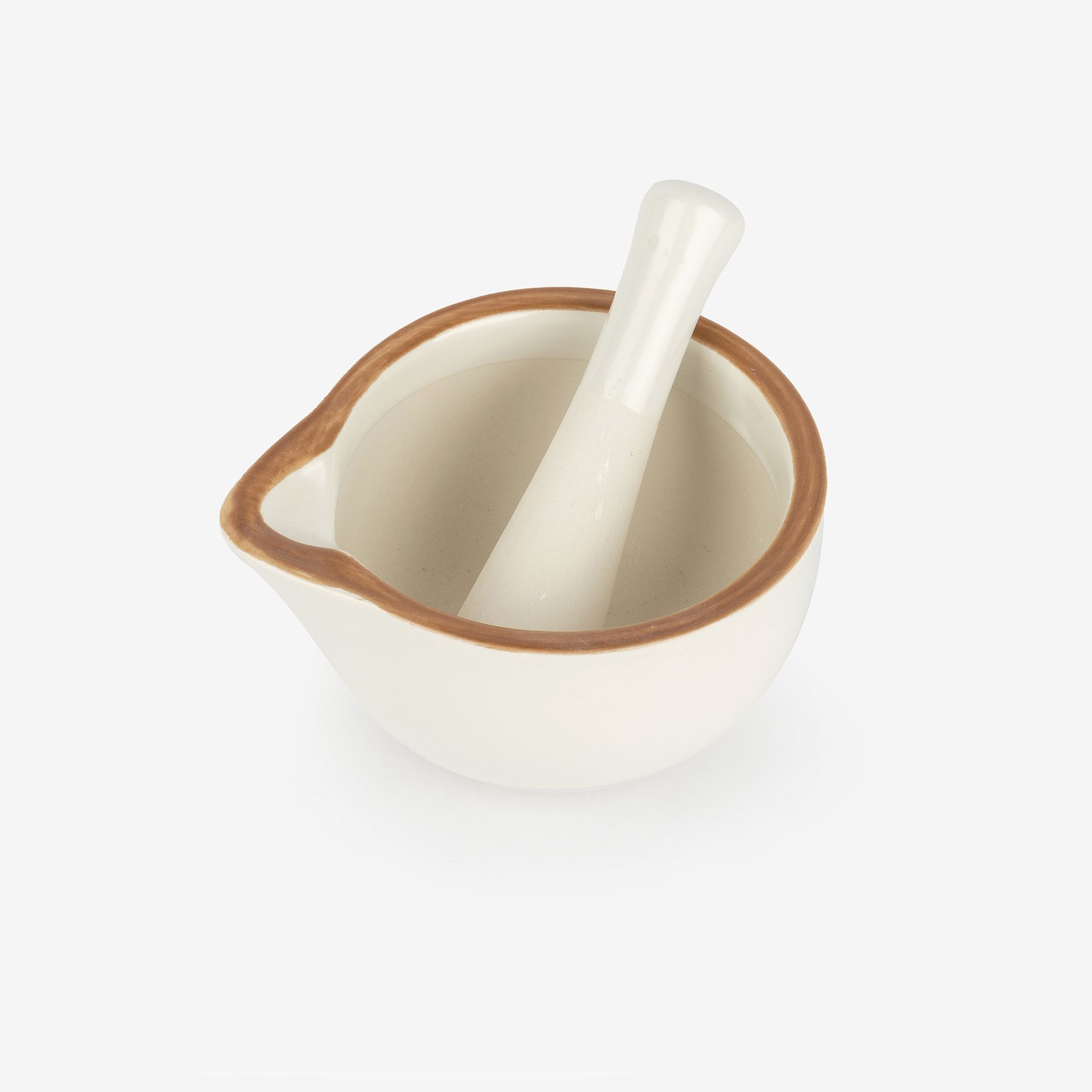 Mortero con ribete marrón de gres Ø11x10cm