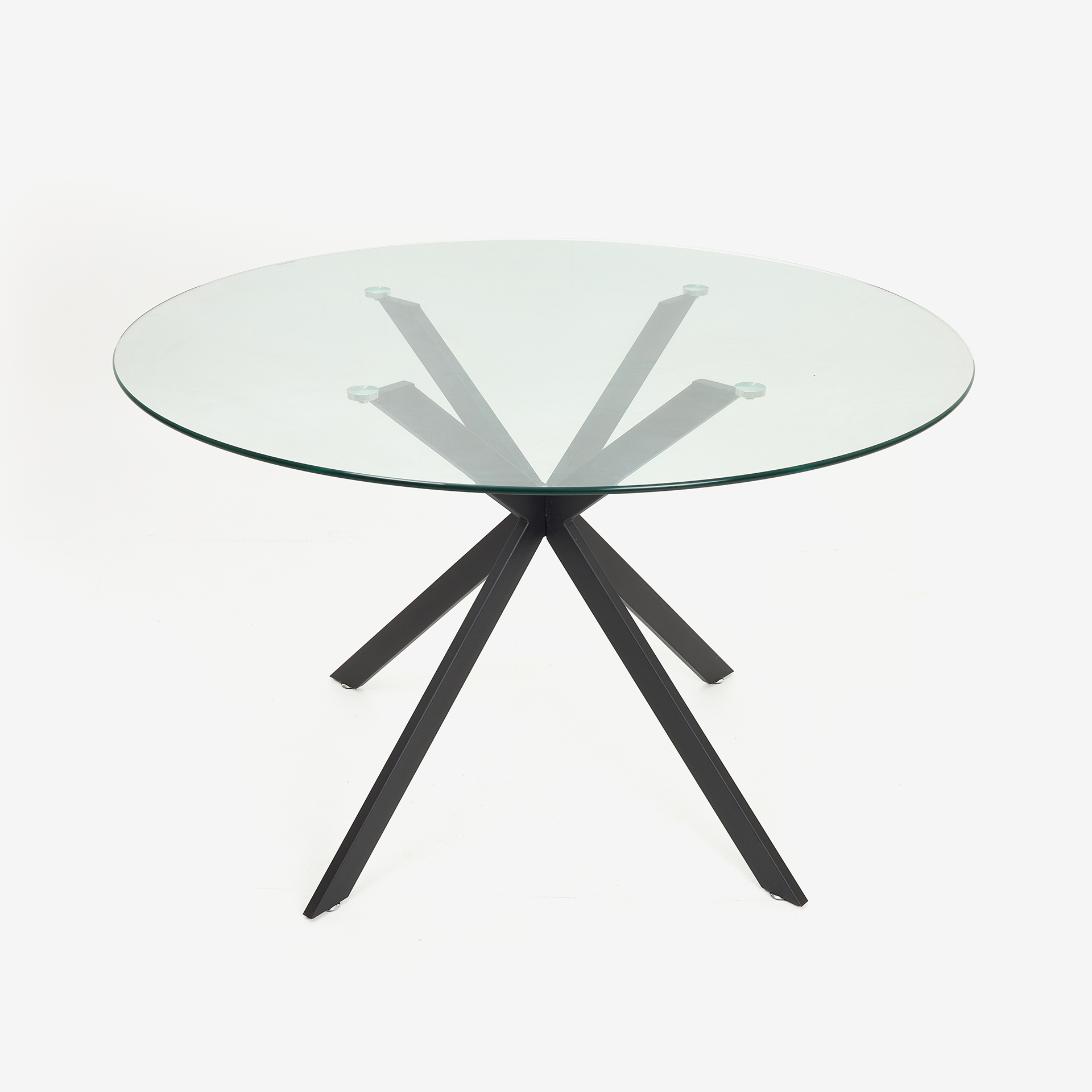 Mesa de comedor de cristal con patas de metal Fita Ø120x75cm