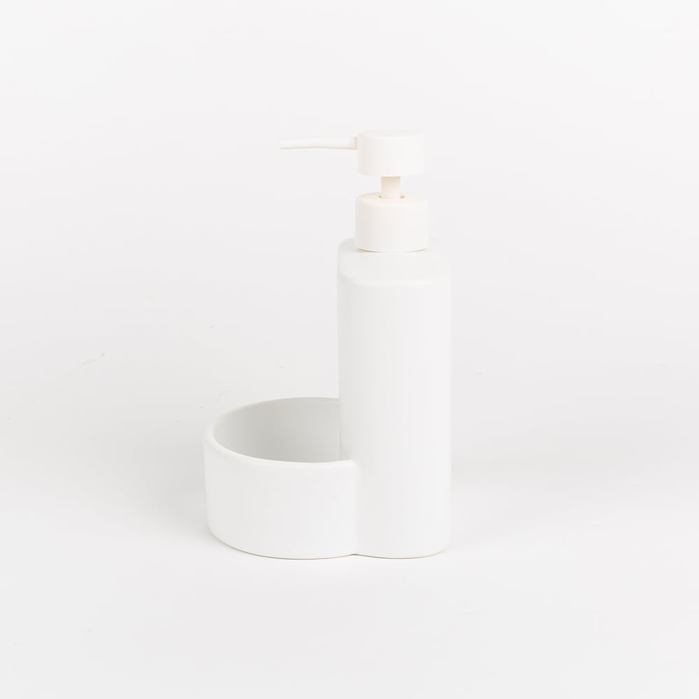 Dispensador de jab&oacute;n de cocina de cer&aacute;mica blanca mate