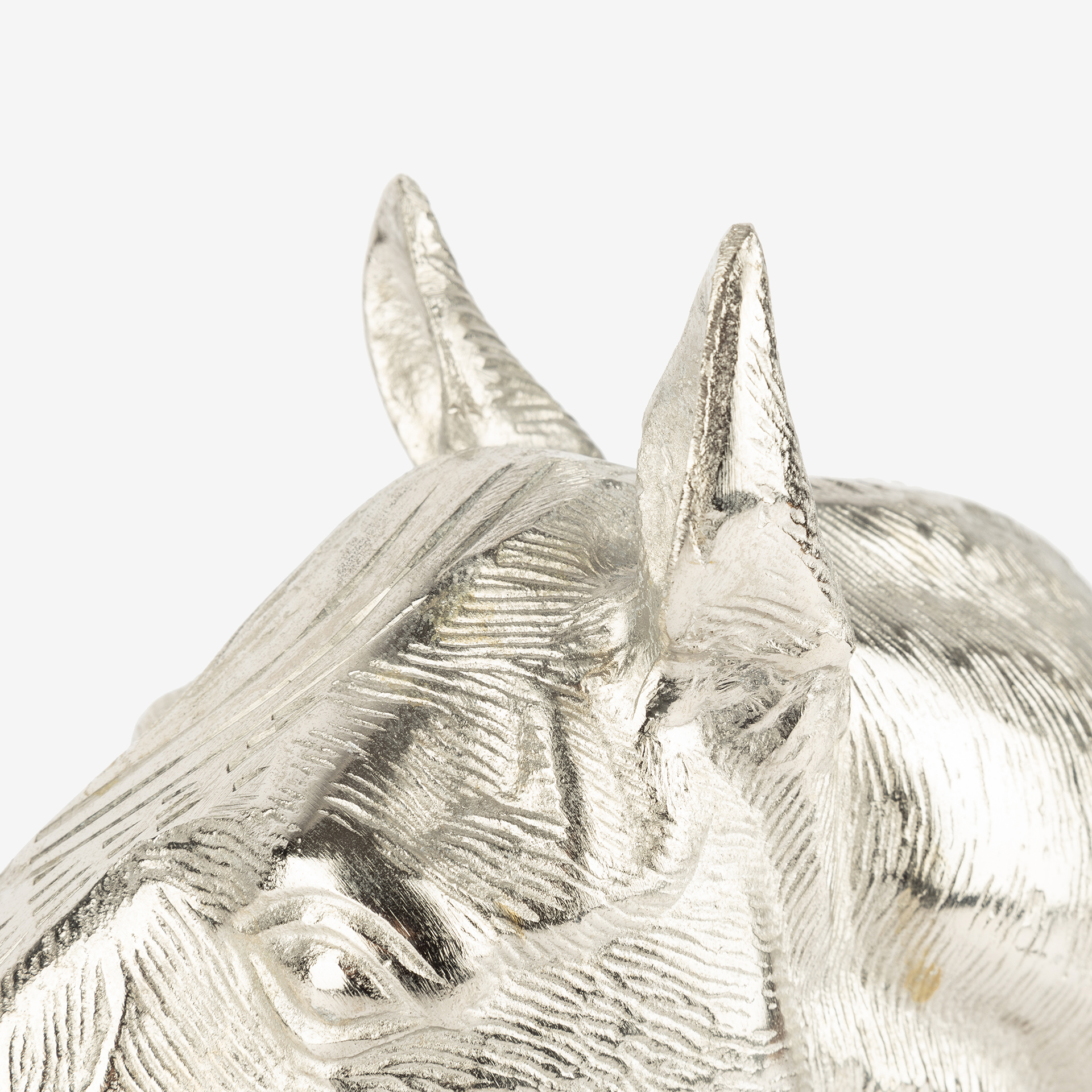 Figura decorativa de aluminio plateado Busto Caballo 28,5x33,5cm