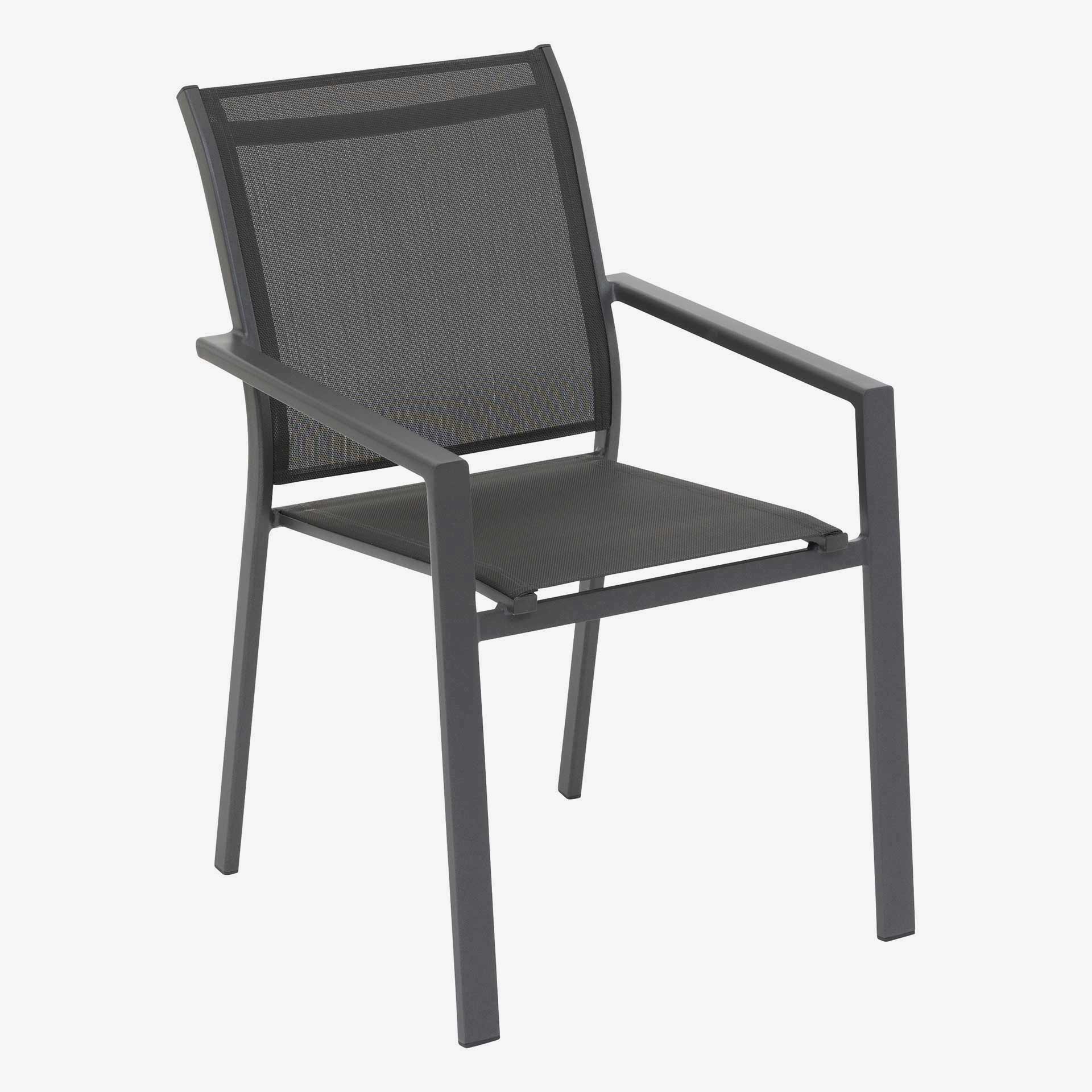 Silla de jard&iacute;n apilable de aluminio grafito Essor 56x63x88cm