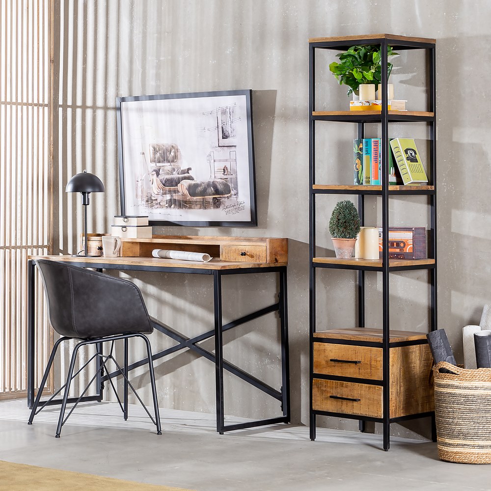 Escritorio de madera de mango 120x55x90cm