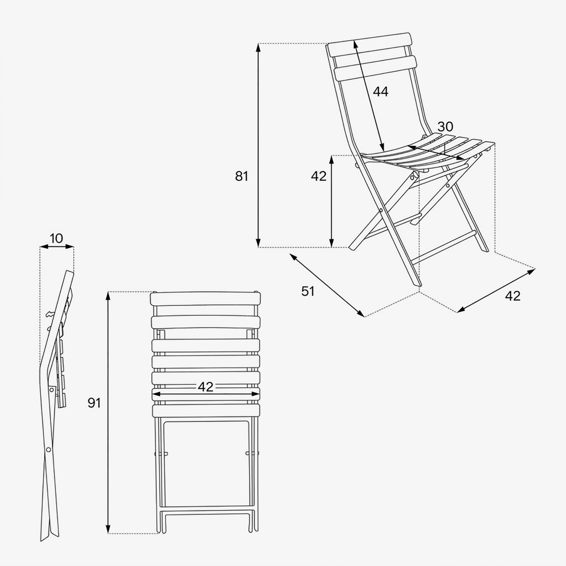 Silla de jard&iacute;n plegable de acero mostaza Dixie 42x51x81cm