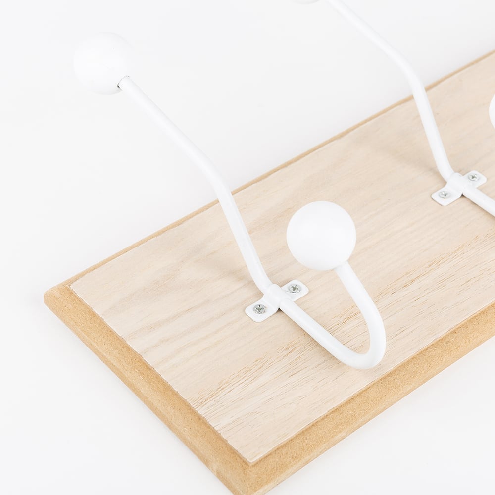 Perchero de pared de 3 ganchos de madera 34x8cm