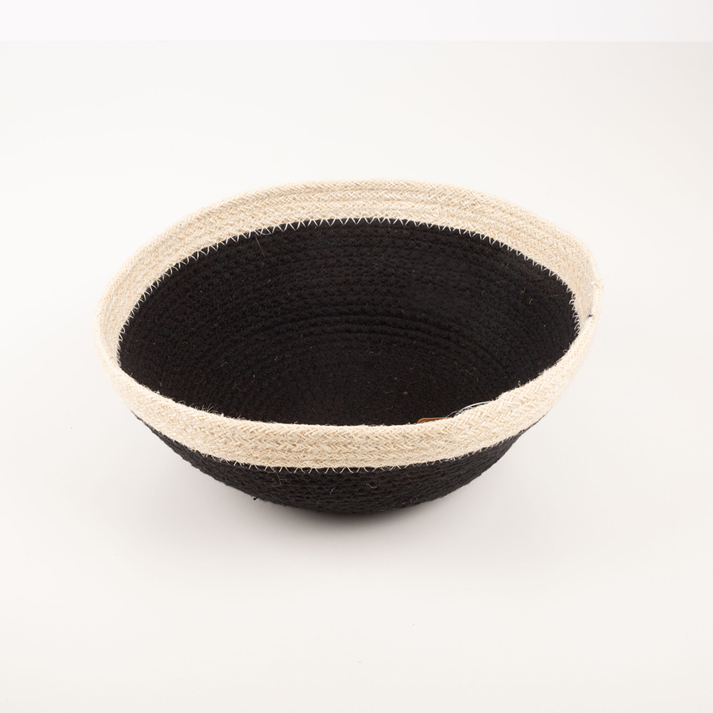 Cesta de yute blano y negro Angul &Oslash;27x11cm