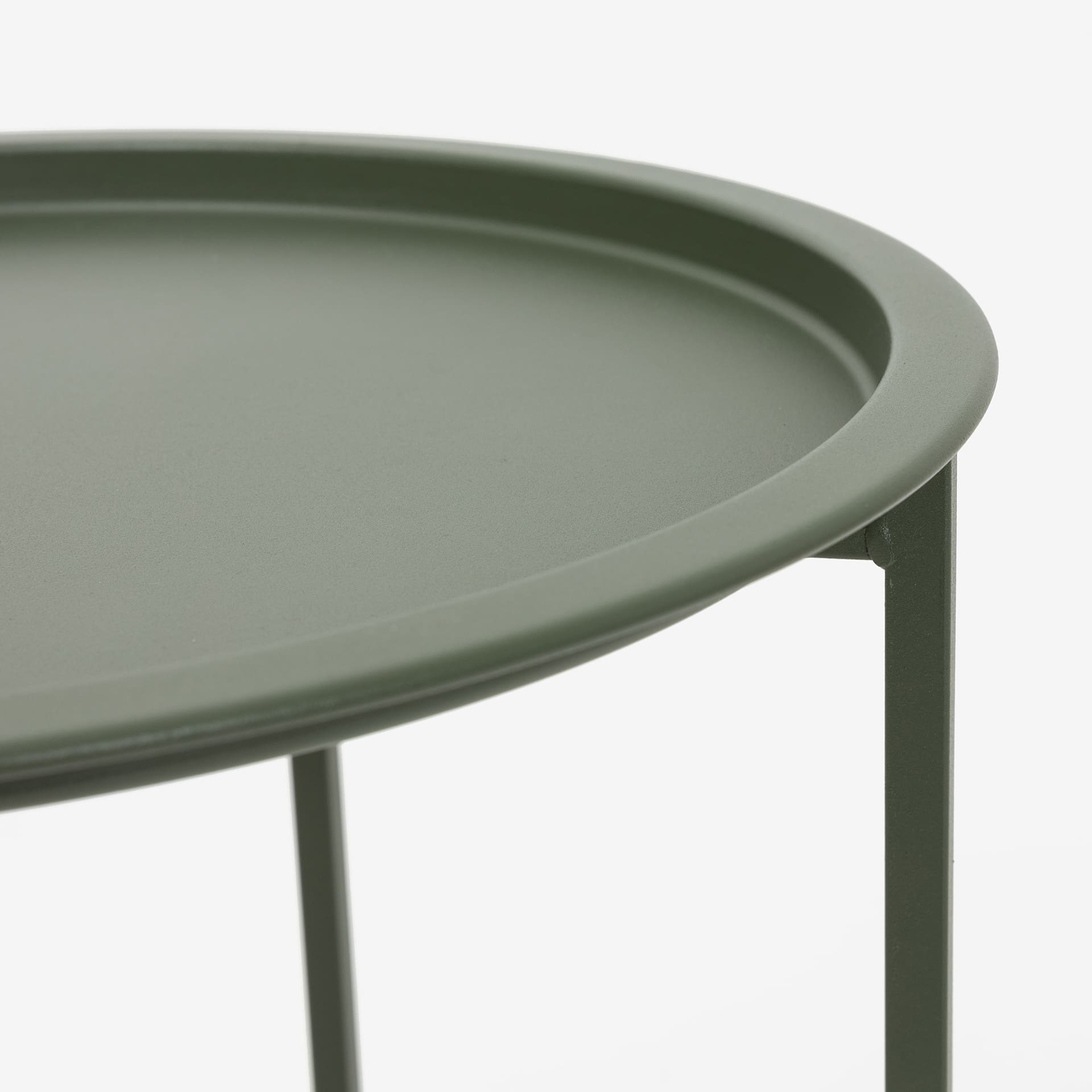 Mesa auxiliar verde de acero Ø46x52cm