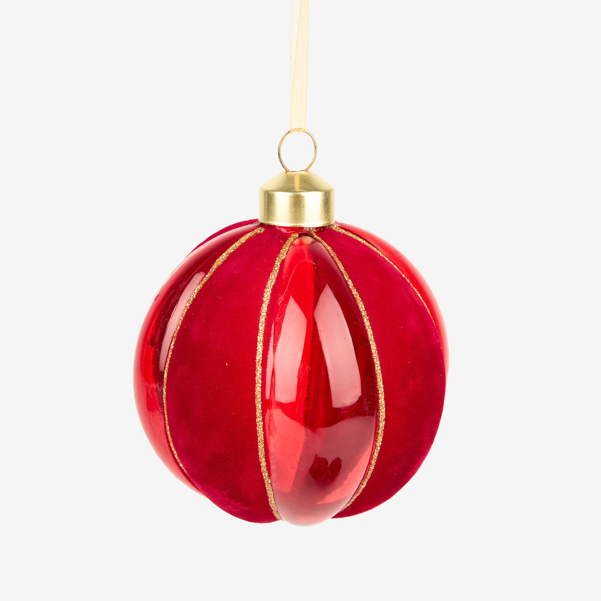 Bola decorativa de cristal y velvet rojo en varios modelos