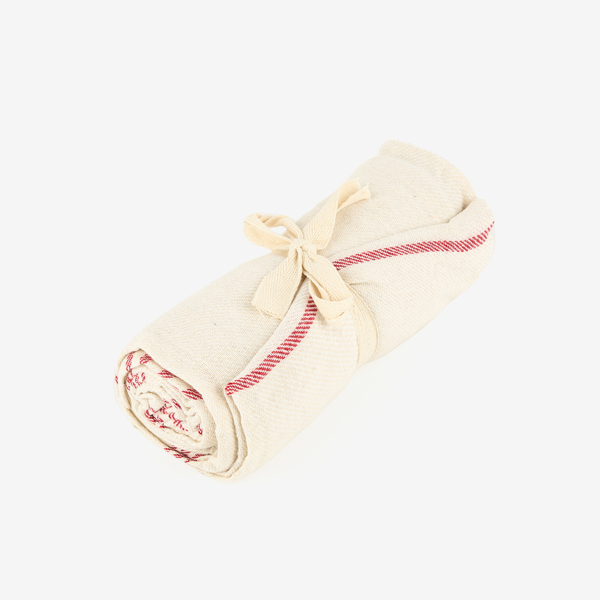 Pareo de algodón con flecos rayas rojas Cervia 85x170cm