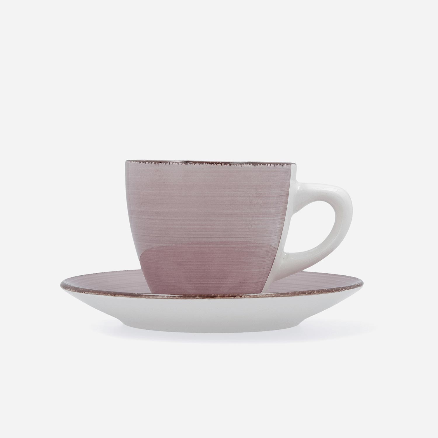 Set 2 tazas con plato rosa de gres Vita 22cl