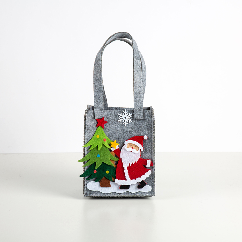 Bolsa gris Santa Claus fieltro