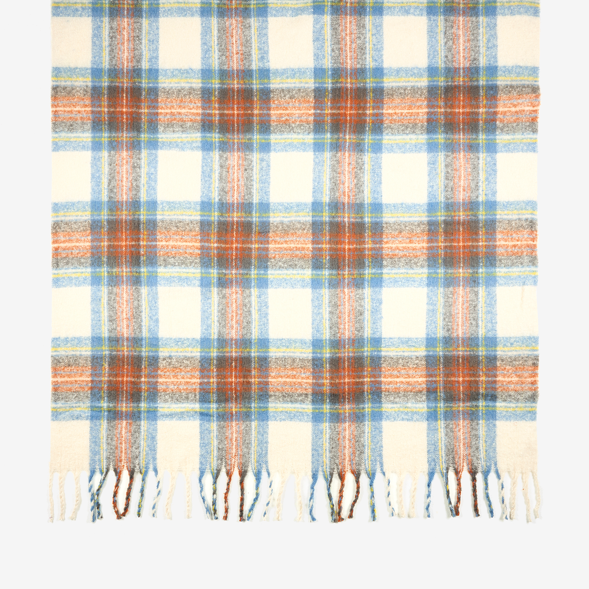 Manta efecto mohair de cuadros azul 130x150cm