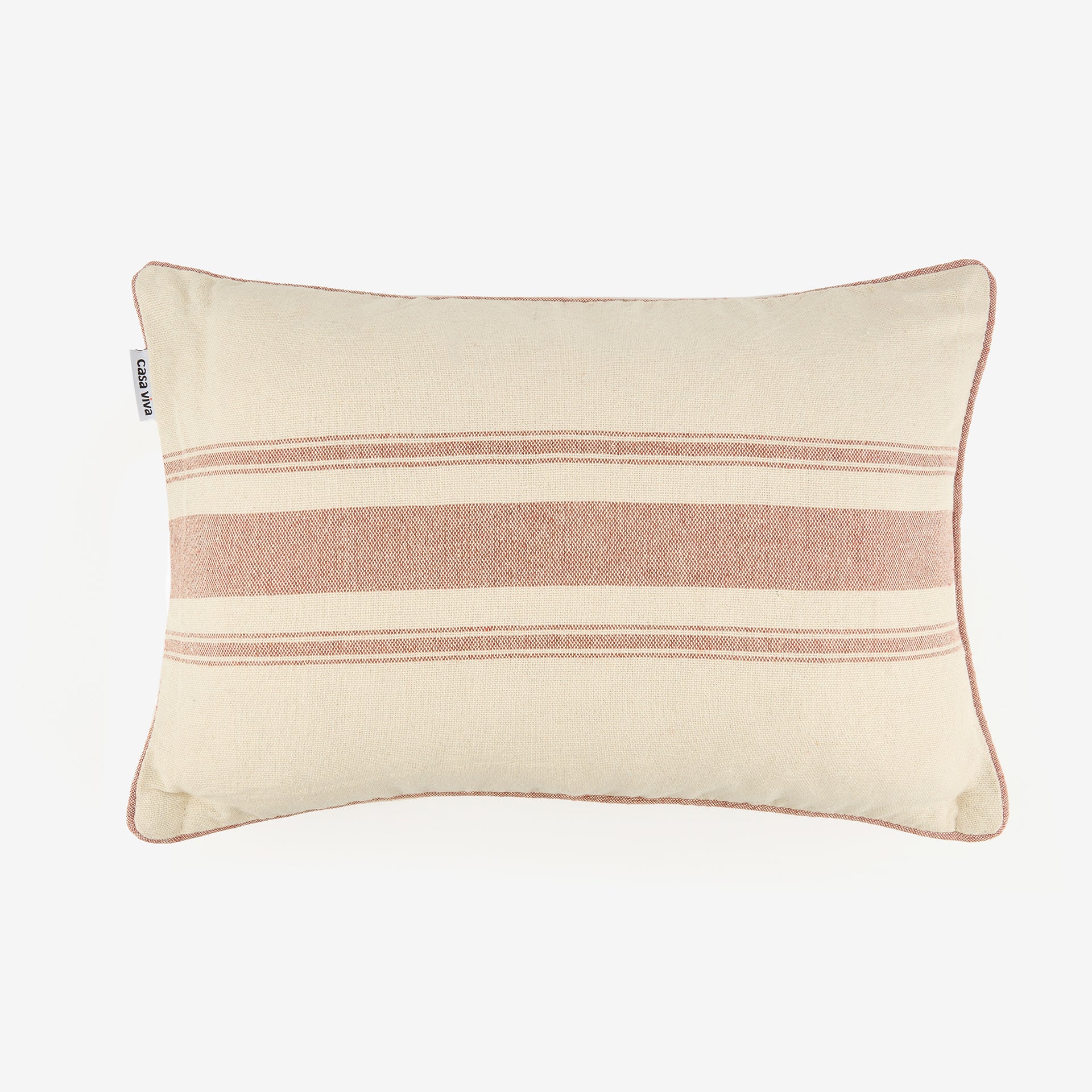 Funda de cojín beige con rayas teja Niza 30x45cm