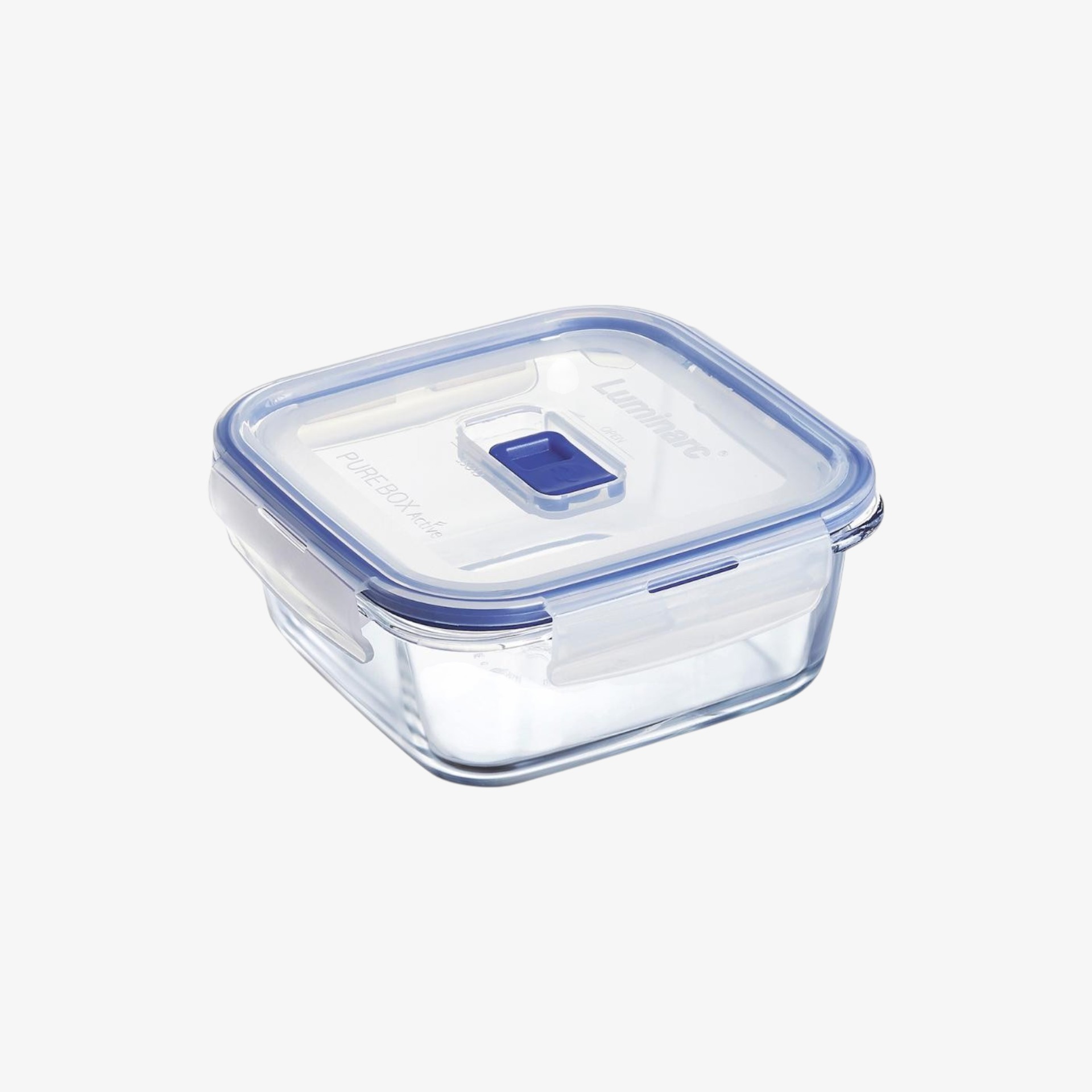 T&aacute;per de vidrio cuadrado herm&eacute;tico Purebox Luminarc 15,2x15,2x6,8cm - 76cl