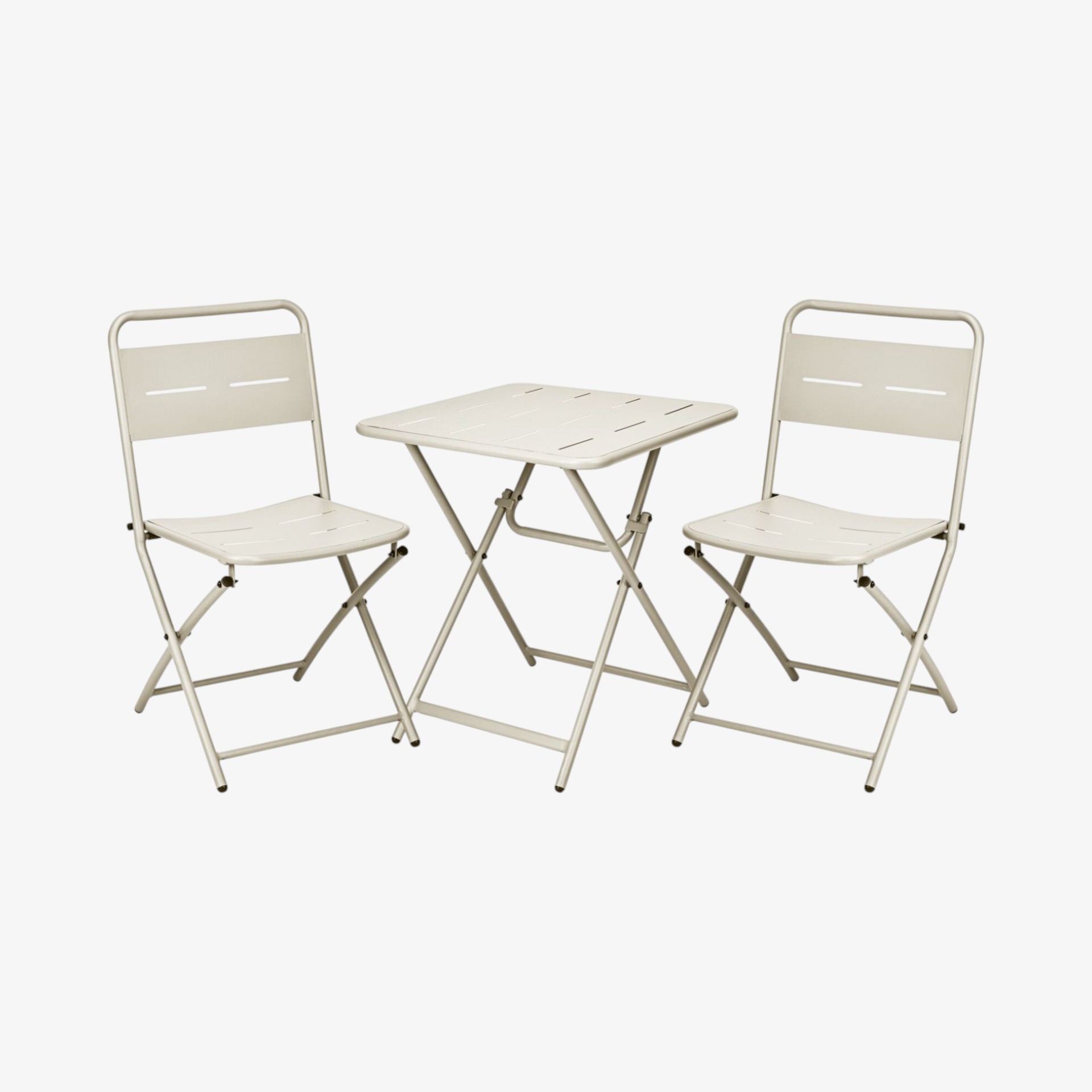 Set de jardín de mesa y 2 sillas de acero inoxidable blanco Bistro