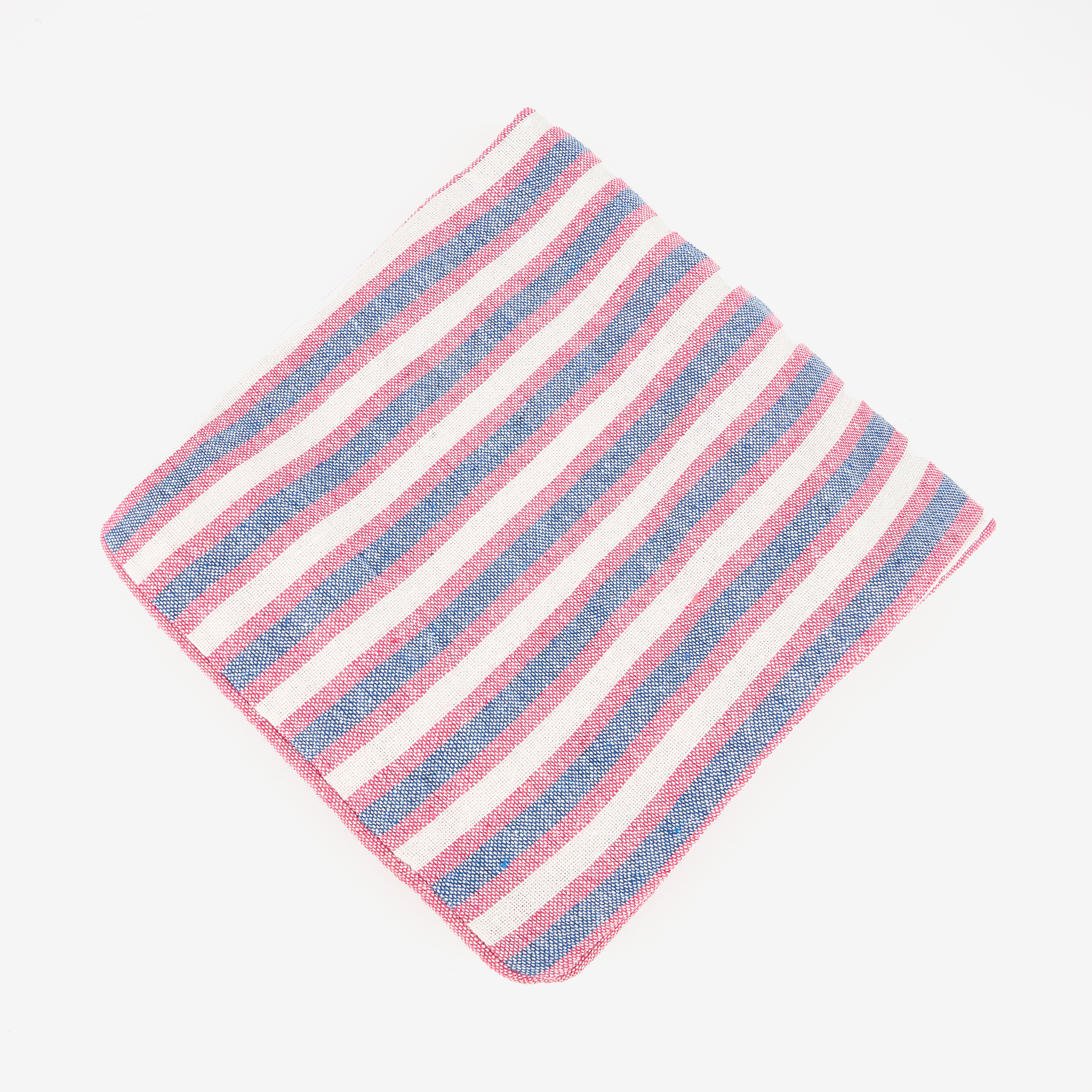 Funda de cojín de algodón rayas azules y rojas Marita 45x45cm