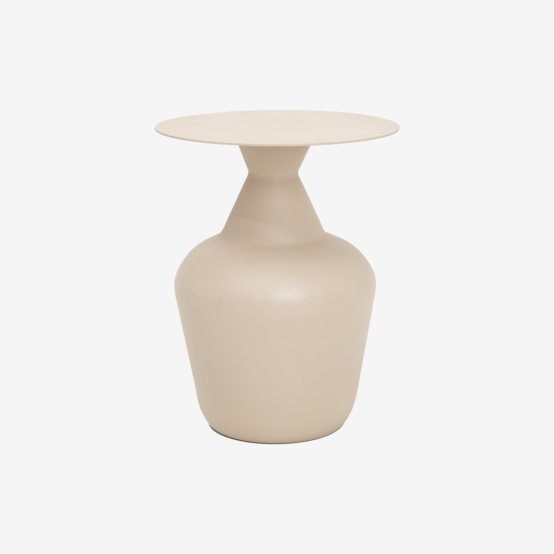 Mesa auxiliar de acero beige Maple &Oslash;38x49cm Clau&Chloe