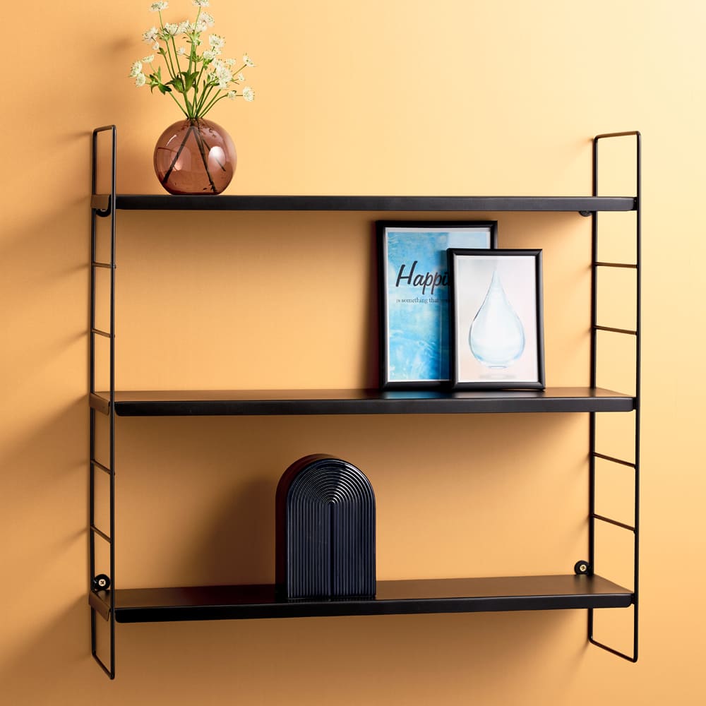 Estantería de pared con 3 estantes de metal 58x16x58cm