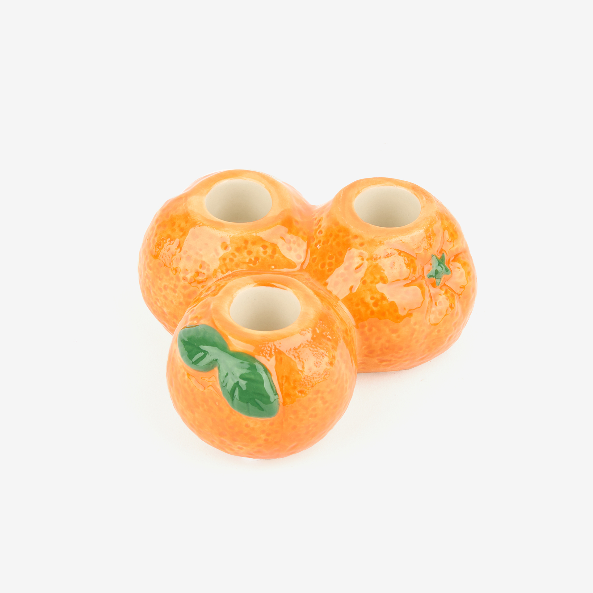 Candelabro de 3 velas de cerámica Naranjas Ø12x6cm