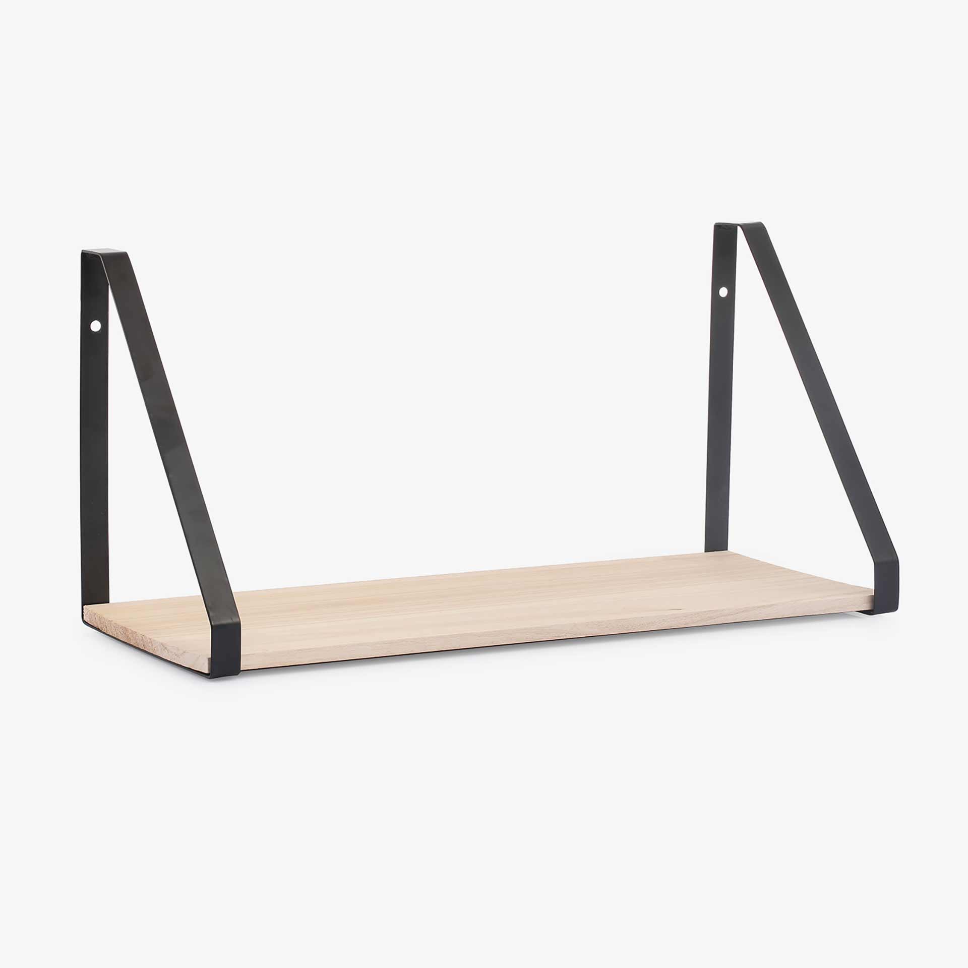 Estante de pared de madera y acero negro 40x18x20cm