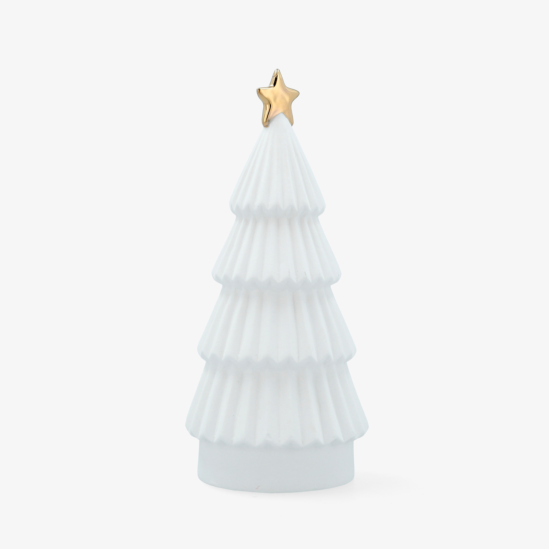 Figura decorativa de &aacute;rbol de Navidad de porcelana blanca con luz LED &Oslash;10x23cm