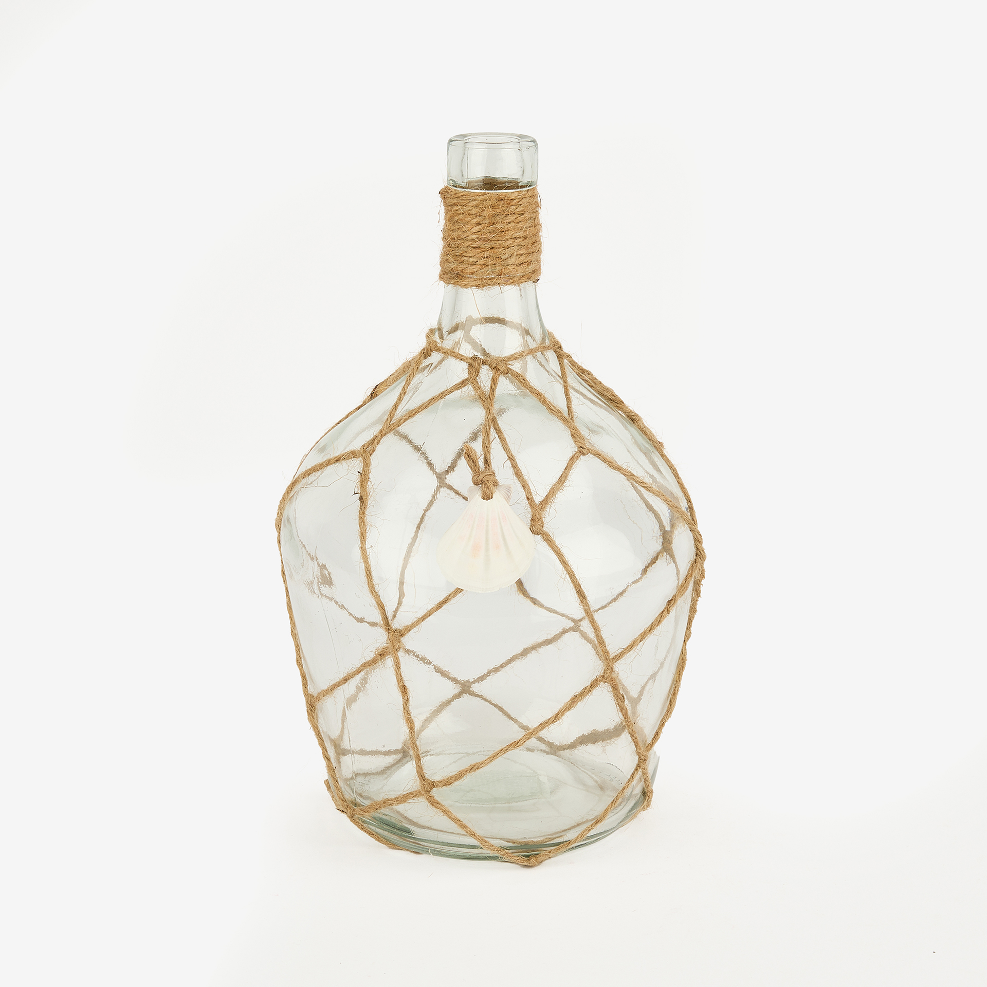 Jarr&oacute;n de cristal con cuerda Rustic &Oslash;16x25cm