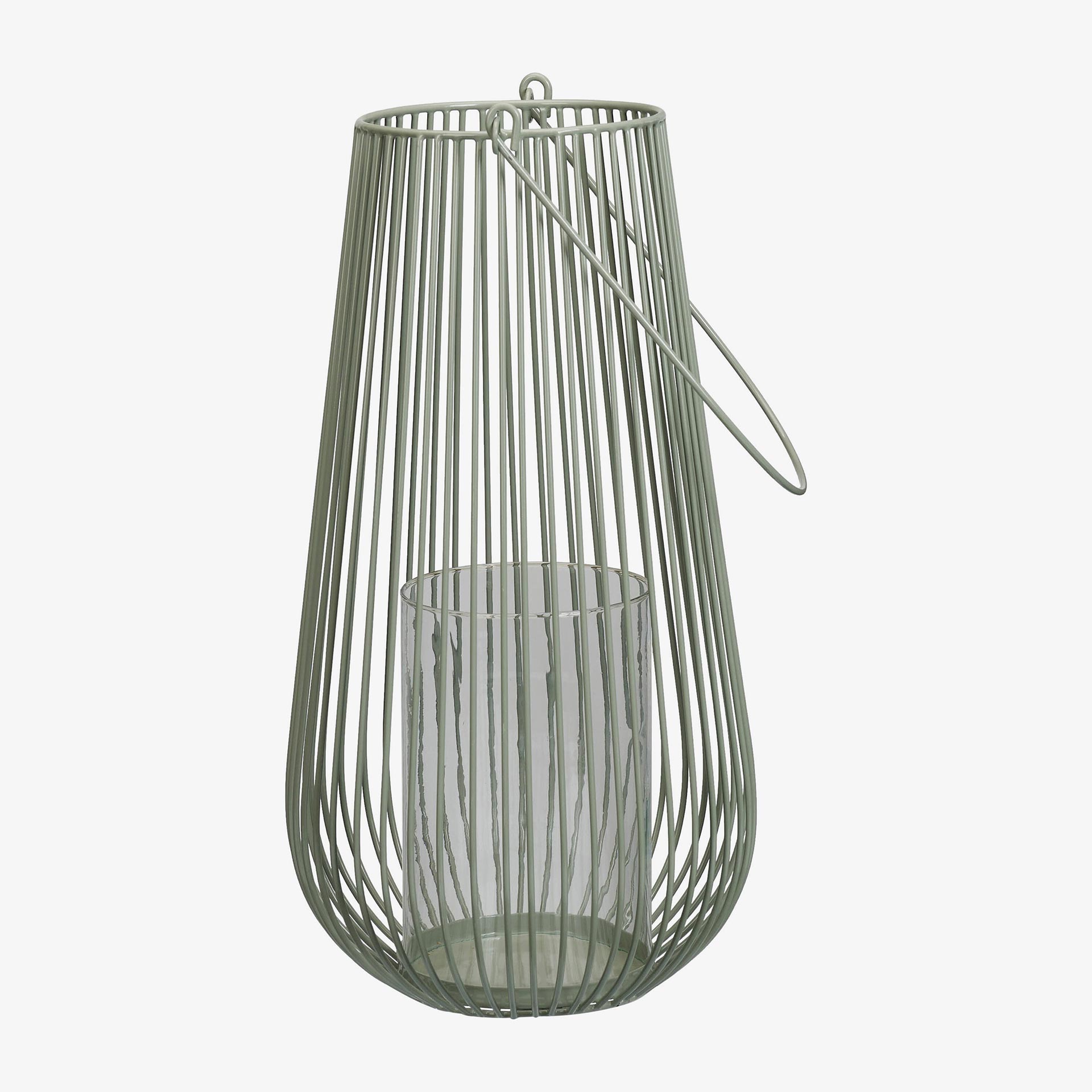 Farol de hierro verde oliva Luma 24x24x46,5cm