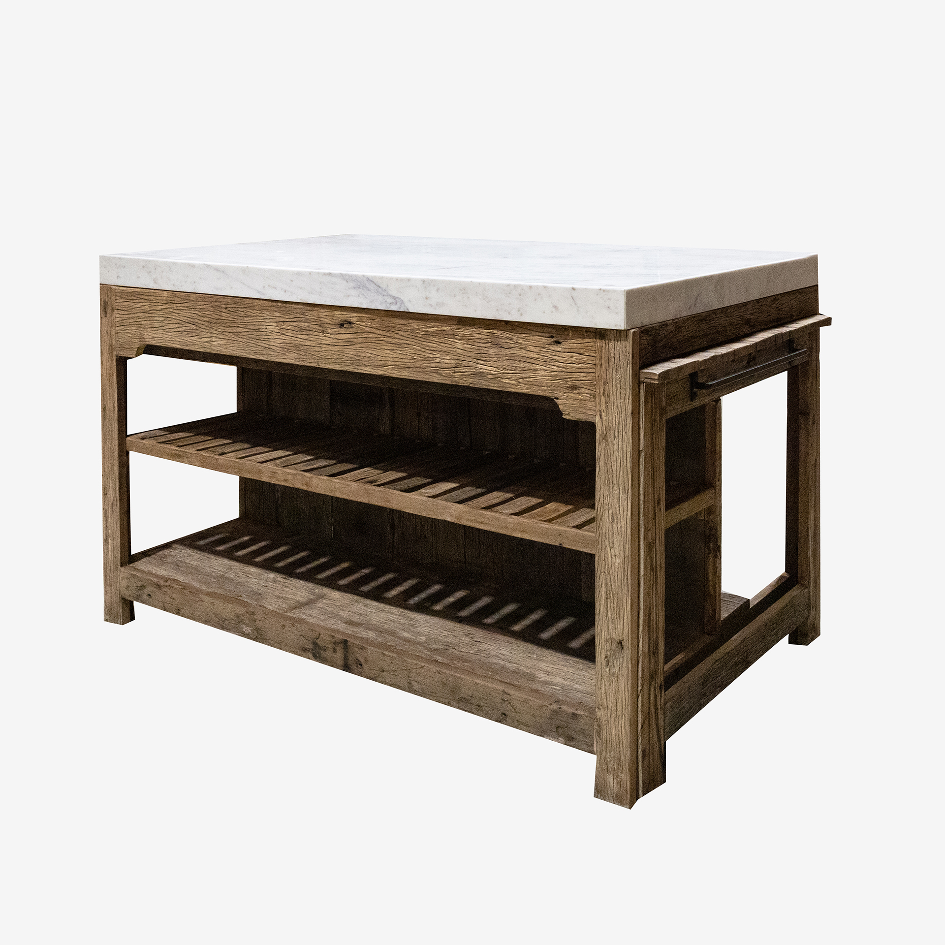 Mueble de cocina extensible de madera de olmo reciclada Pisco 156x93x94cm