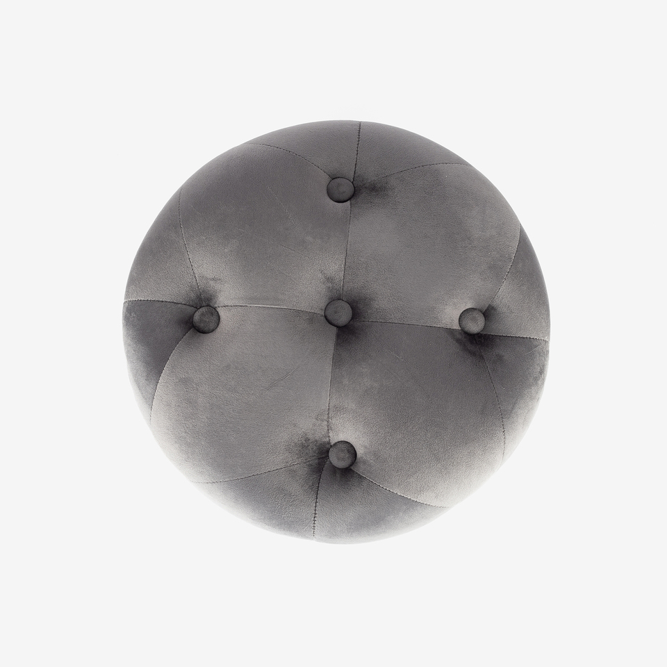 Puf velvet gris Jorja Ø38cm