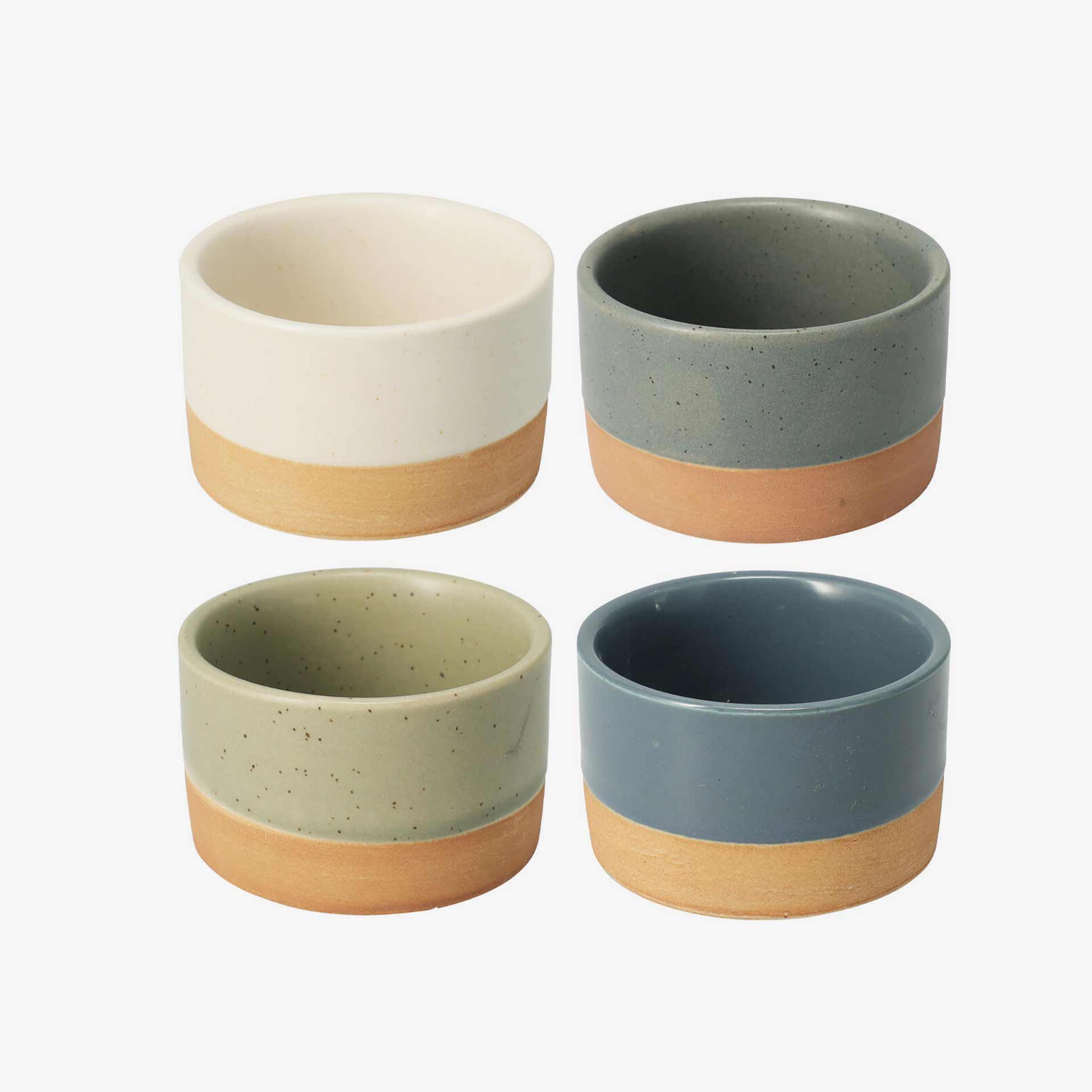 Set de 4 boles de cer&aacute;mica multicolor Wood 6x4cm