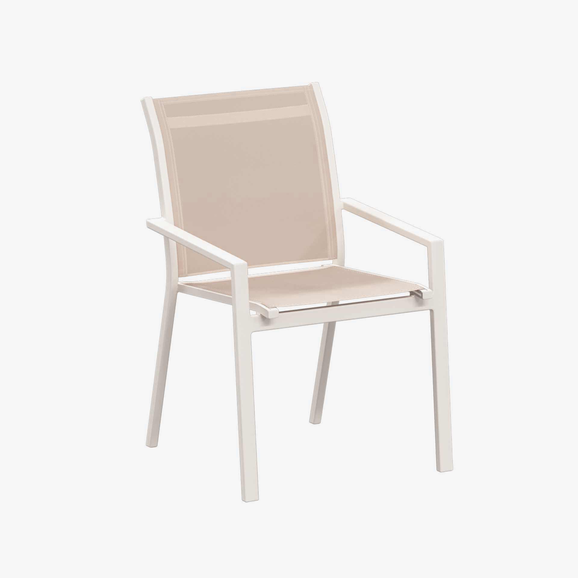 Silla de jard&iacute;n apilable de aluminio crema Essor 56x63x88cm