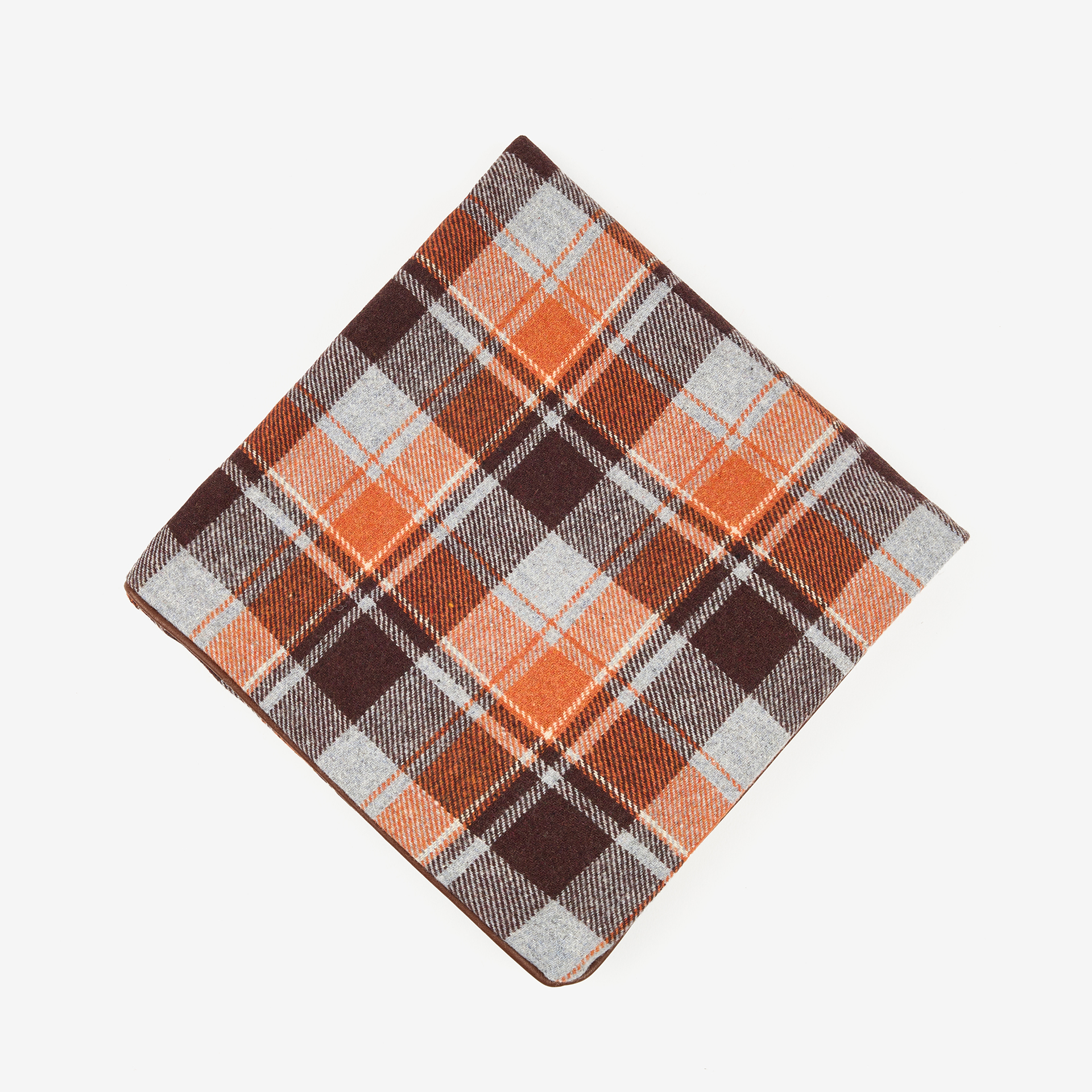 Funda de cojín de algodón cuadros marrón 45x45cm