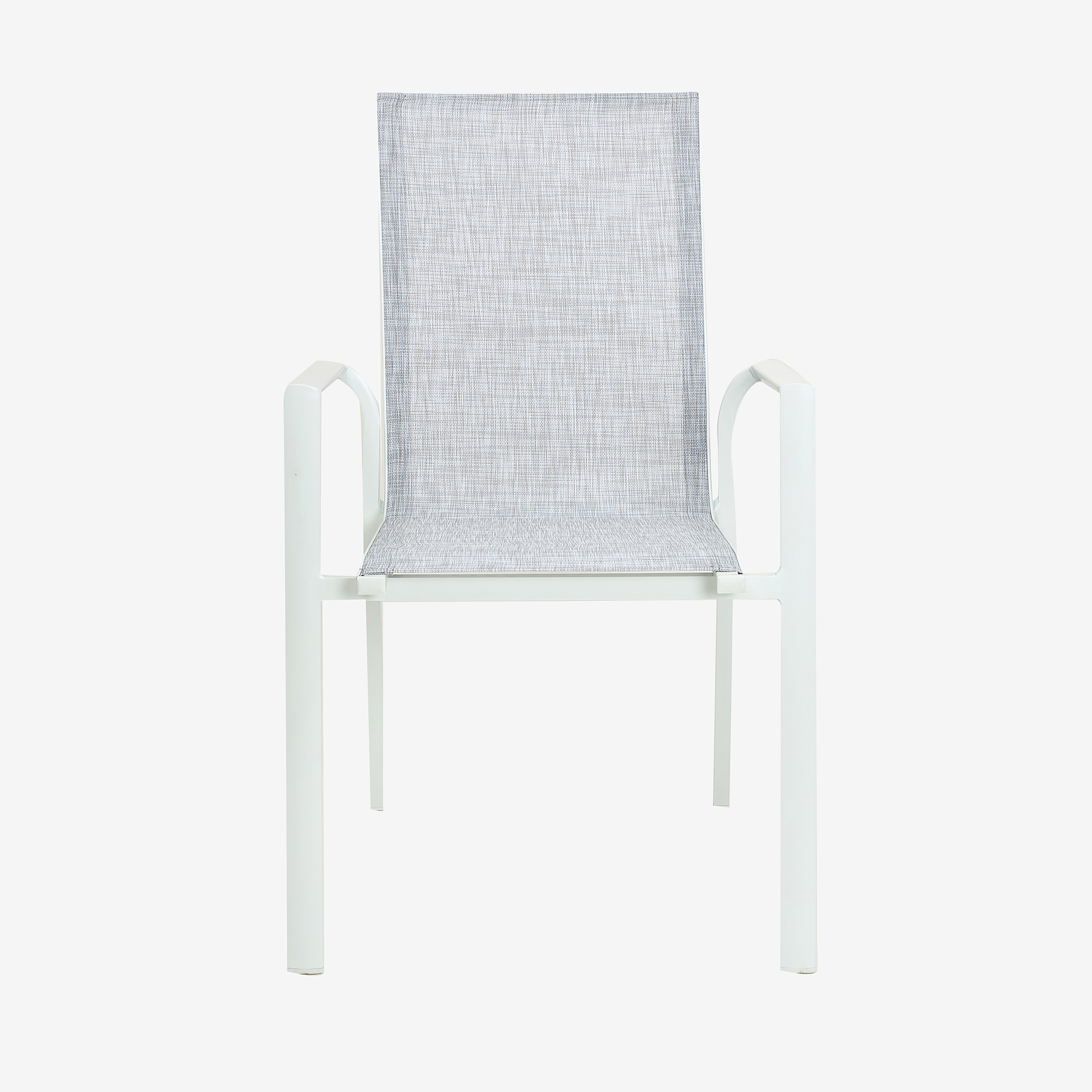 Silla de jardín apilable de aluminio y textilene blanca 58x65x91,5cm