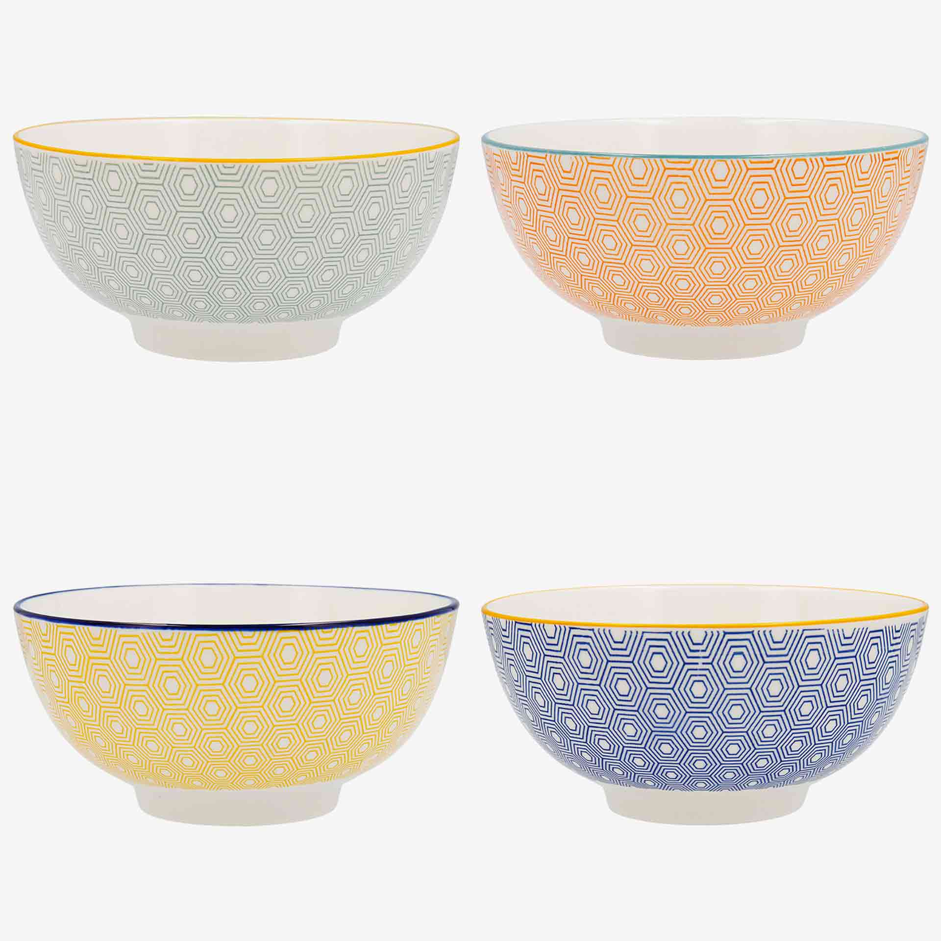 Set de 4 boles de porcelana Okinawa &Oslash;20cm