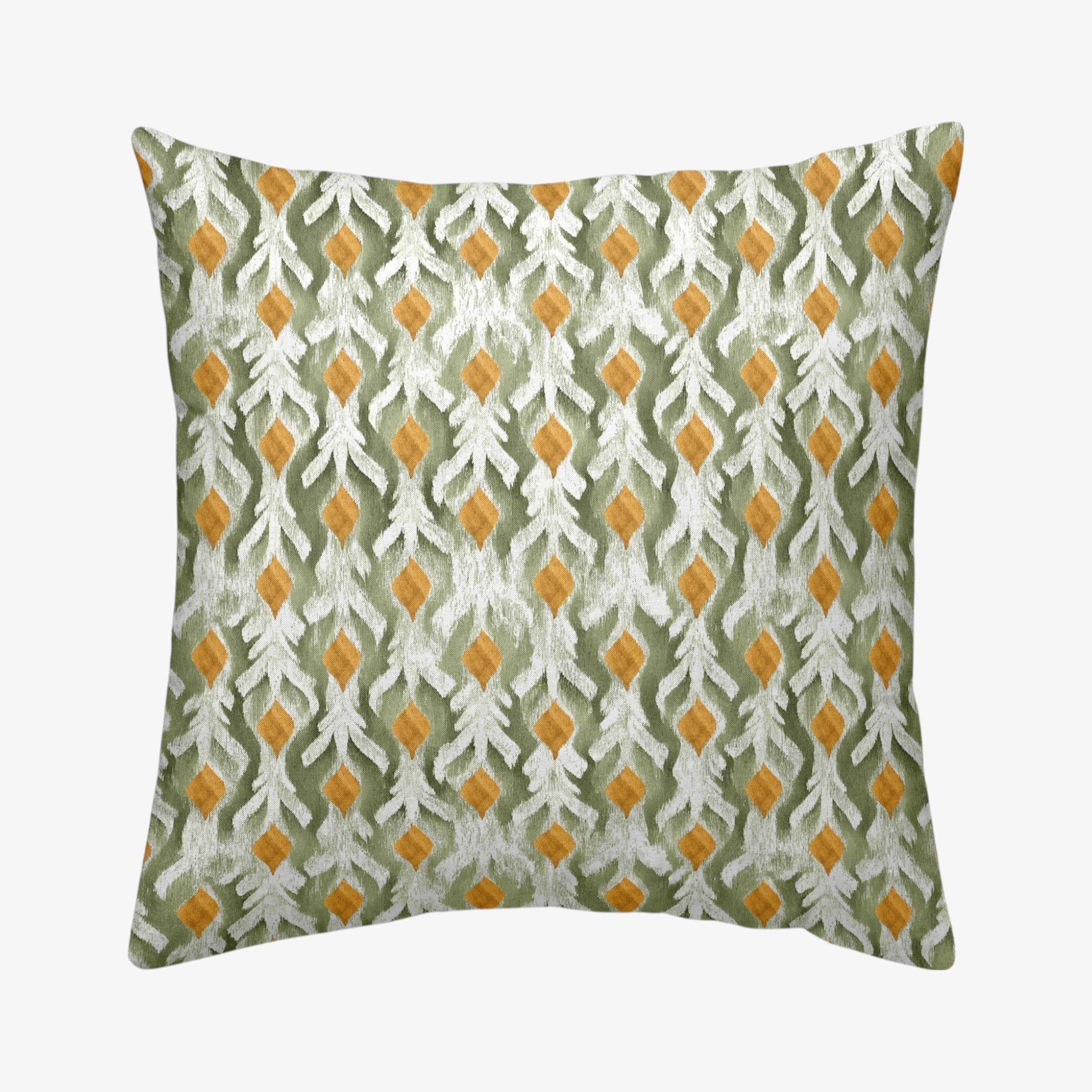 Funda de cojín de algodón verde y naranja cuadrada Tarka 45x45cm