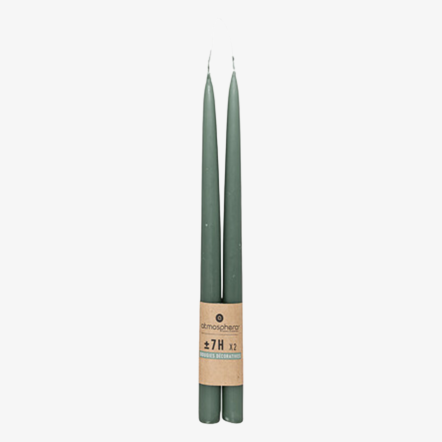 Set de 2 velas cancelabro verdes 30cm