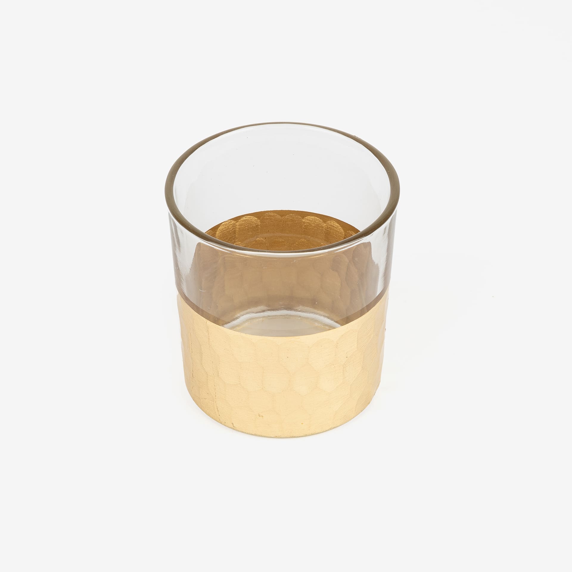 Portavelas cristal metal dorado &Oslash;10cm