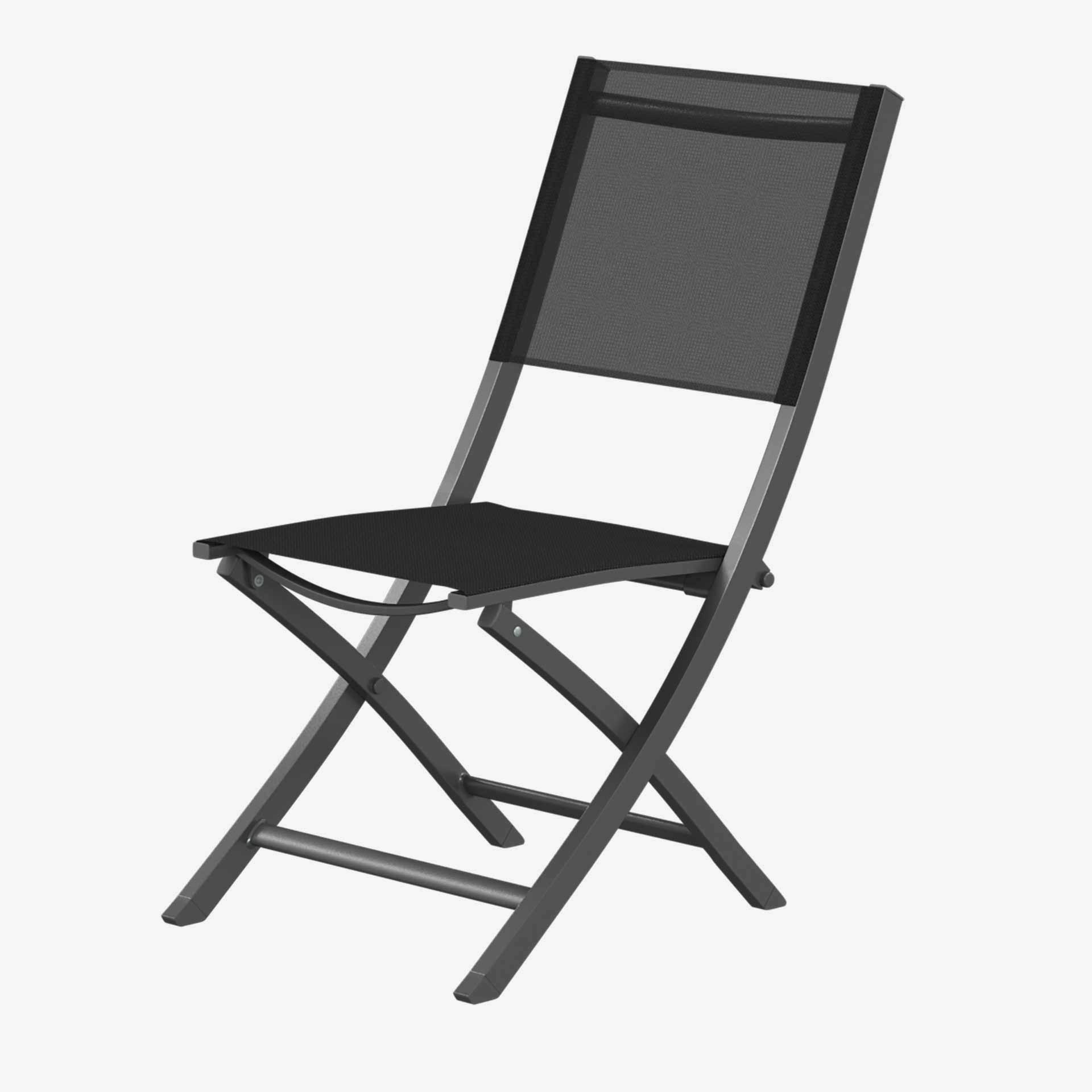 Set de 4 sillas de jard&iacute;n plegables de aluminio grafito Essor 45x57x90cm